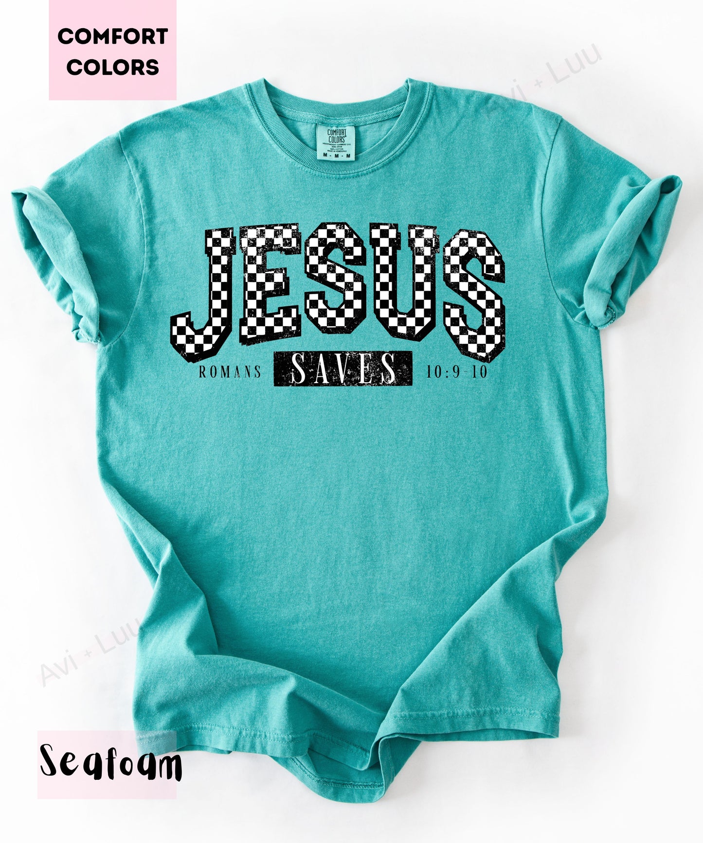 Jesus Checkered Saves | Comfort Colors Unisex T-Shirt
