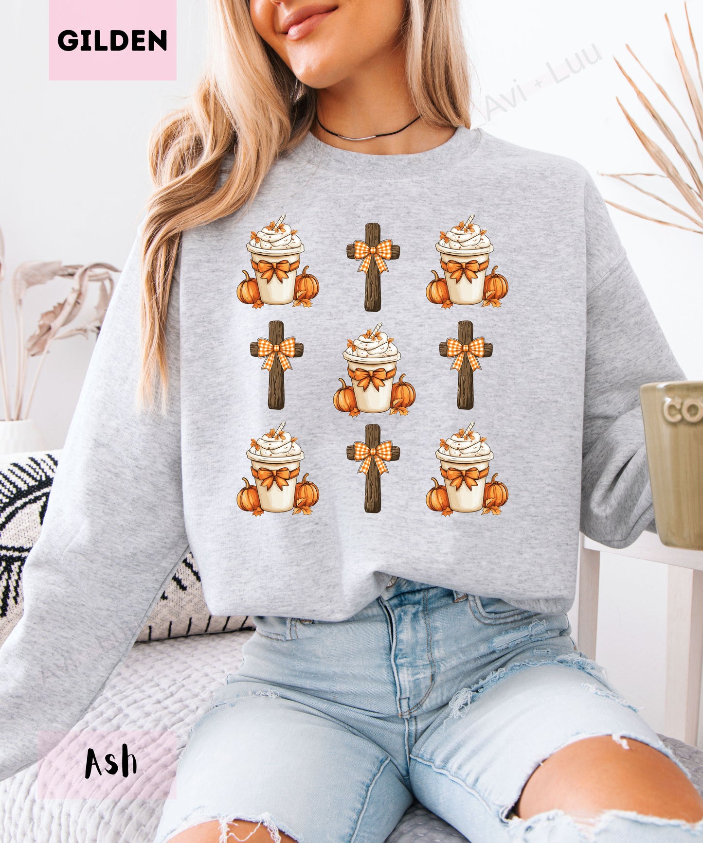 Pumpkin Spice Cross | Gilden Unisex Sweatshirt