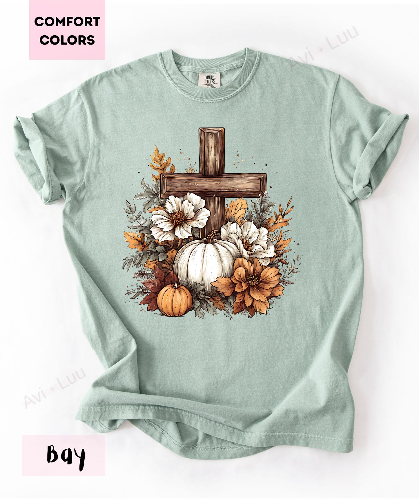 Wooden Cross Pumpkin Flower | Comfort Colors Unisex T-Shirt