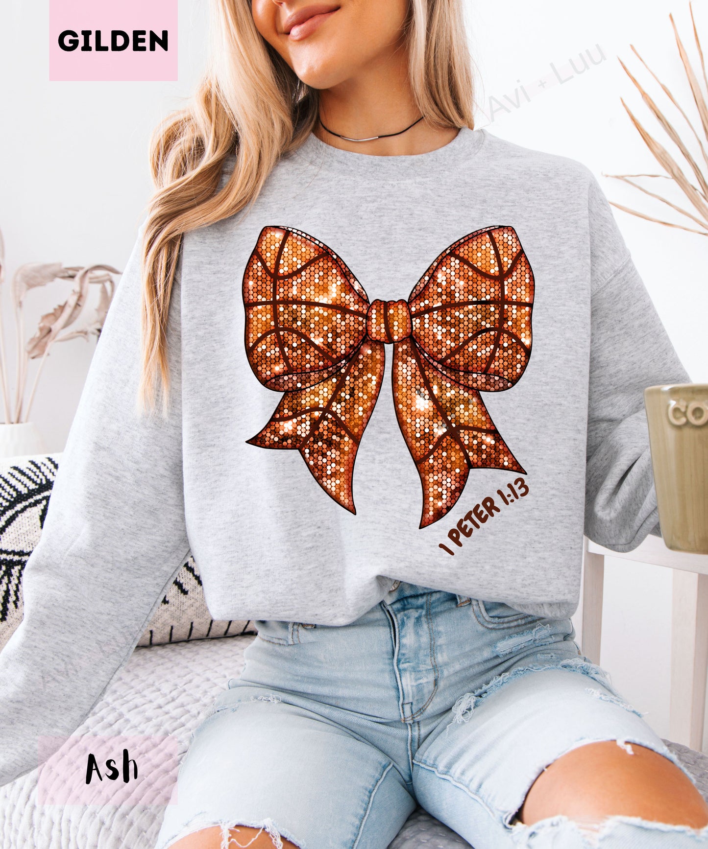 Basketball Bow | Gilden Unisex Sweatshirt
