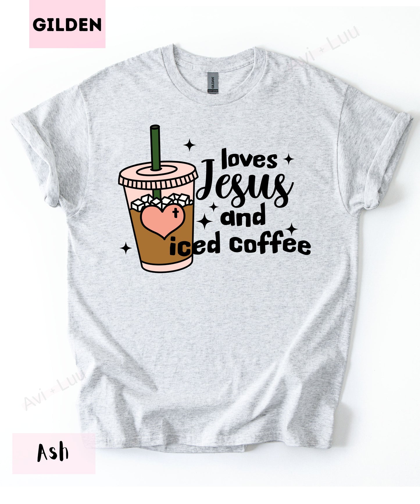 Loves Jesus And Iced Coffee | Gilden Unisex T-Shirt