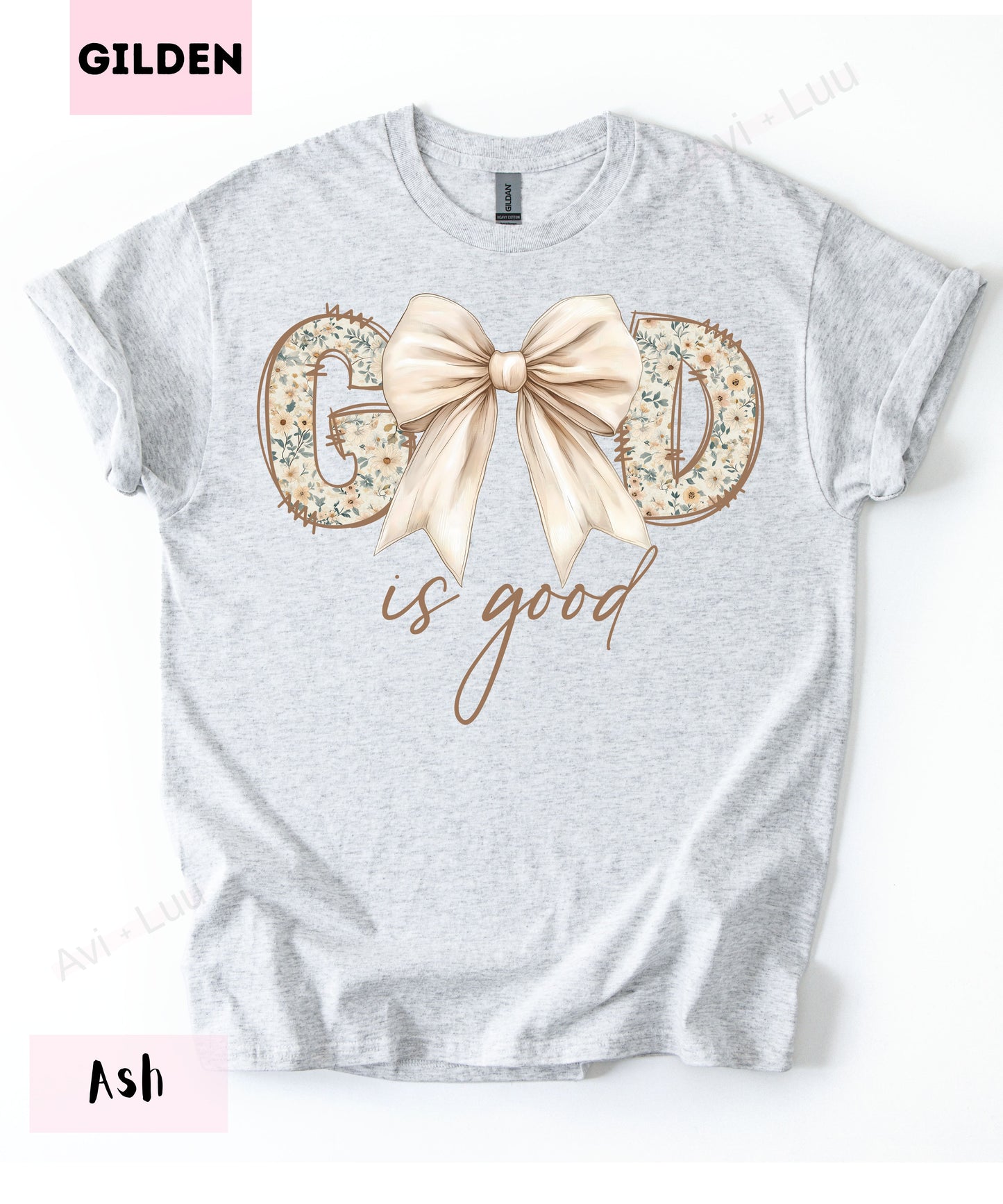 God Is So Good Floral Cream Bow | Gilden Unisex T-Shirt