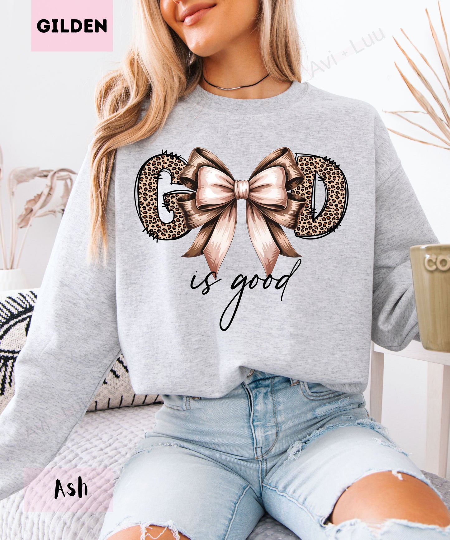 God Is Good Cheetah Bow | Gilden Unisex Sweatshirt