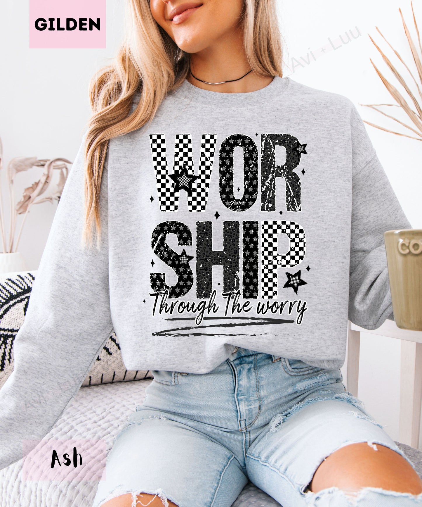 Worship Checkered | Gilden Unisex Sweatshirt