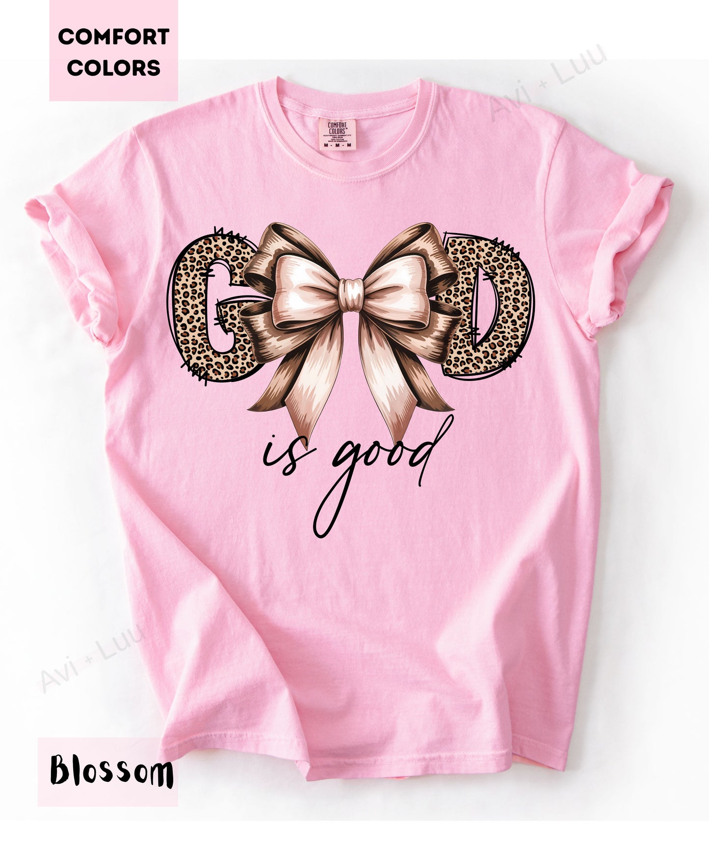 God Is Good Cheetah Bow | Comfort Colors Unisex T-Shirt