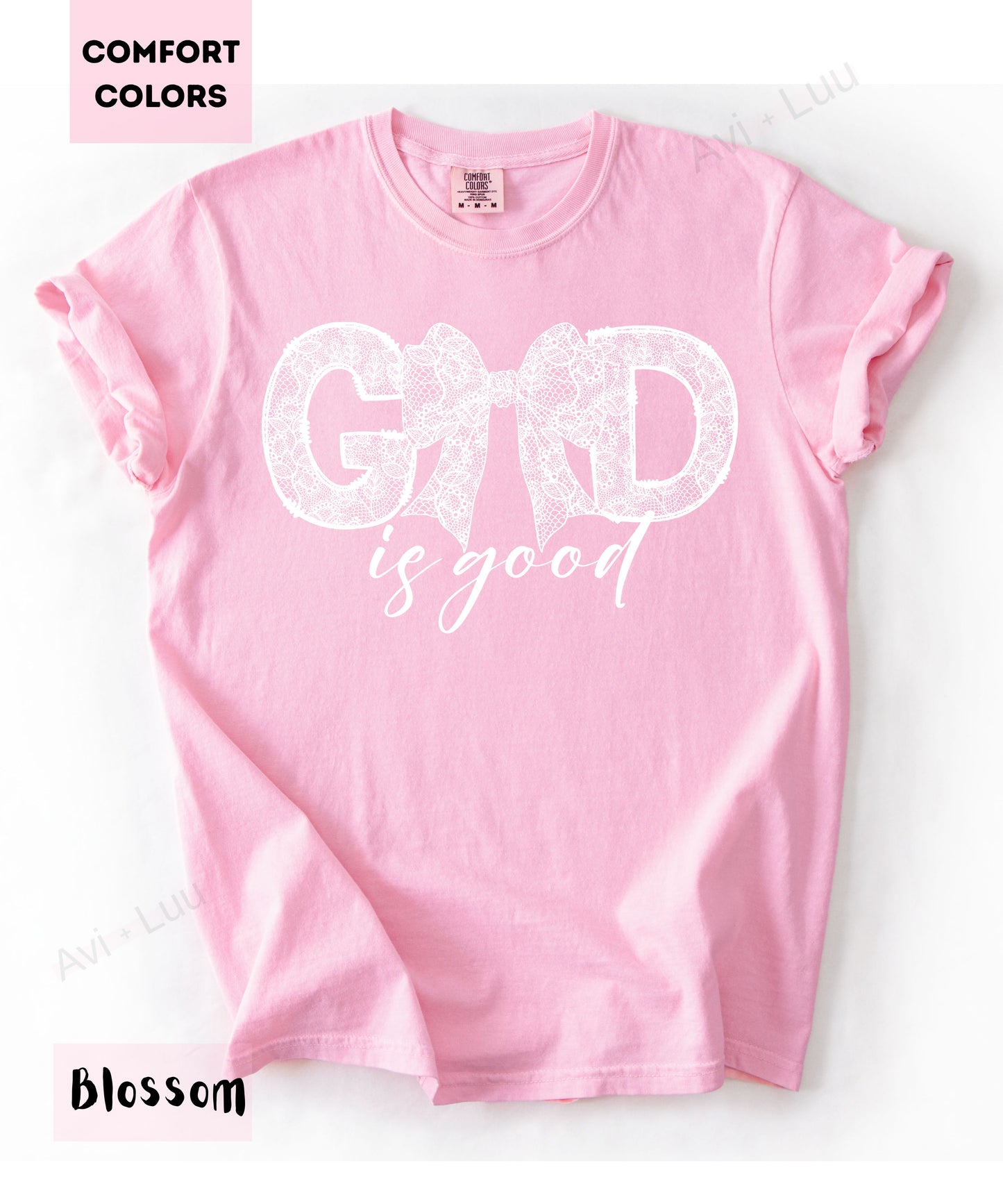 God Is Good Lace Bow | Comfort Colors Unisex T-Shirt