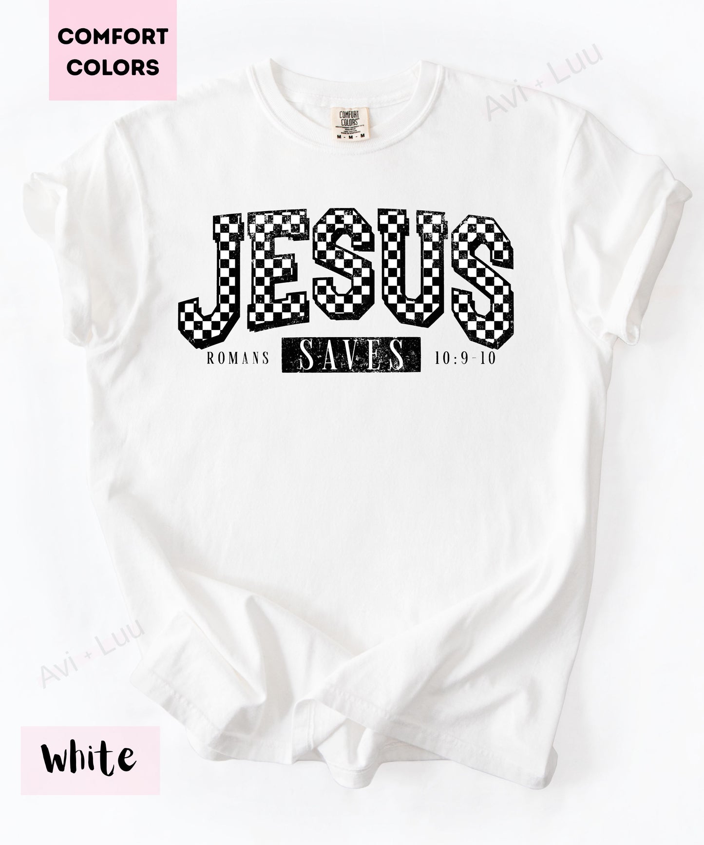 Jesus Checkered Saves | Comfort Colors Unisex T-Shirt