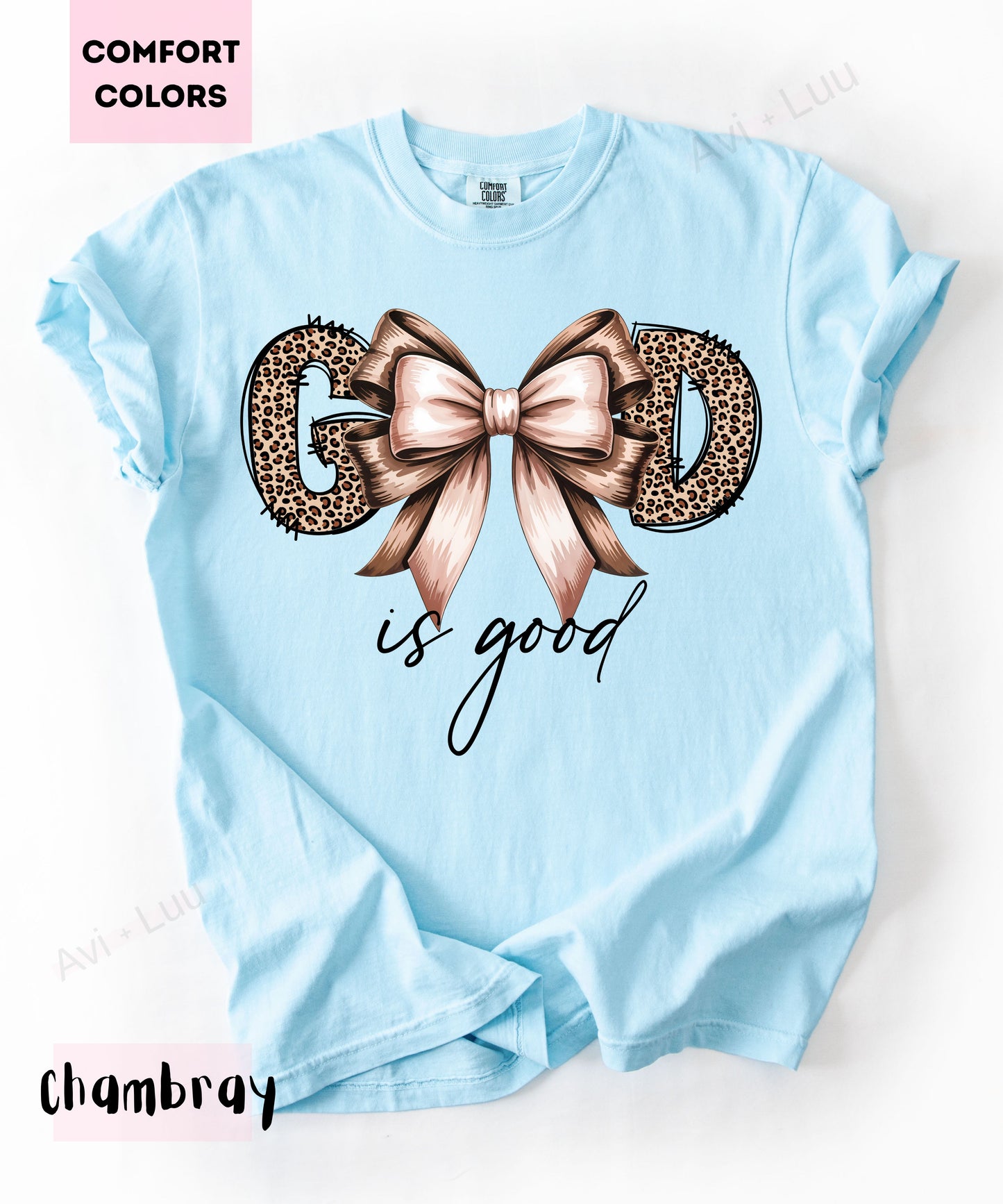God Is Good Cheetah Bow | Comfort Colors Unisex T-Shirt