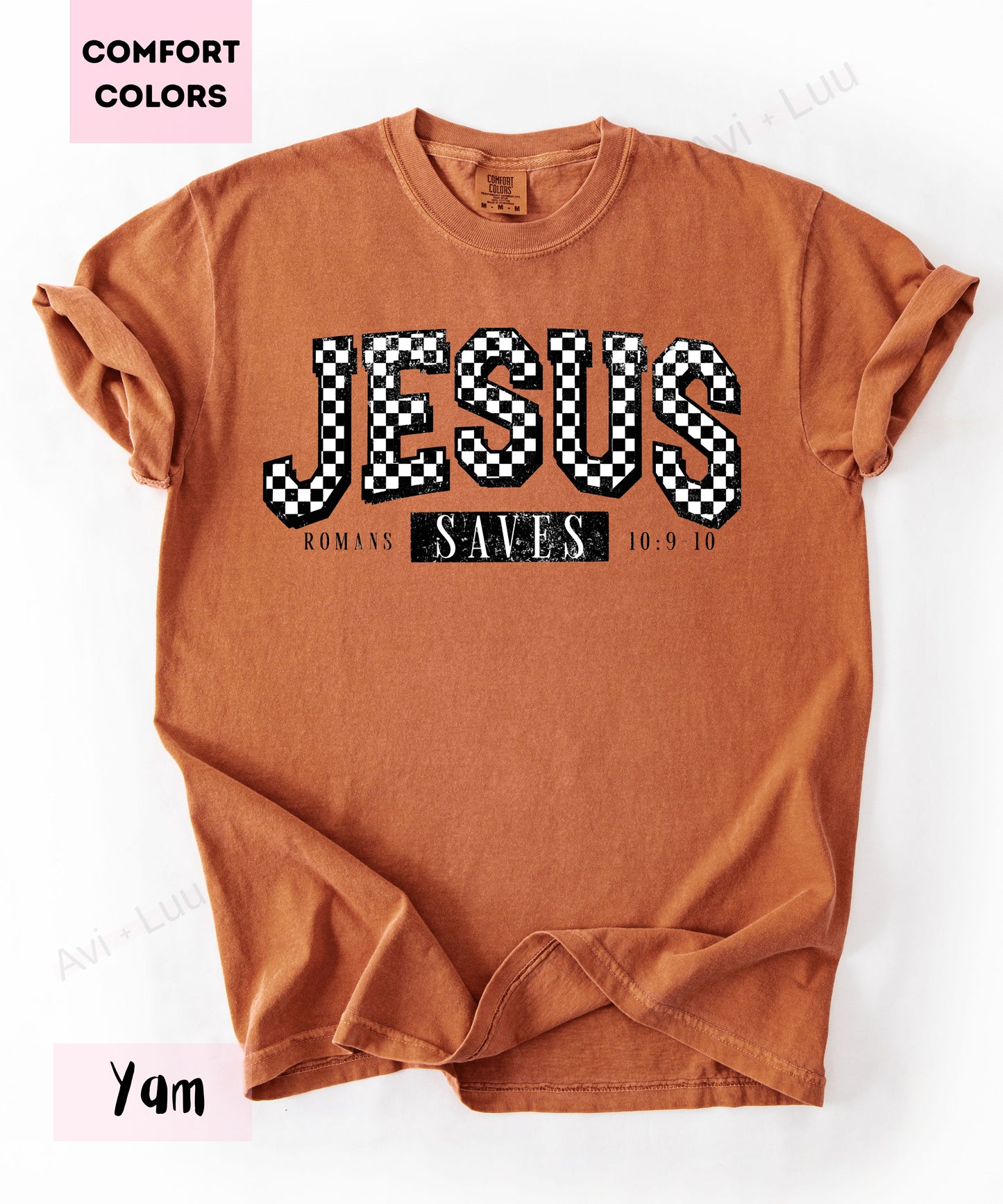 Jesus Checkered Saves | Comfort Colors Unisex T-Shirt