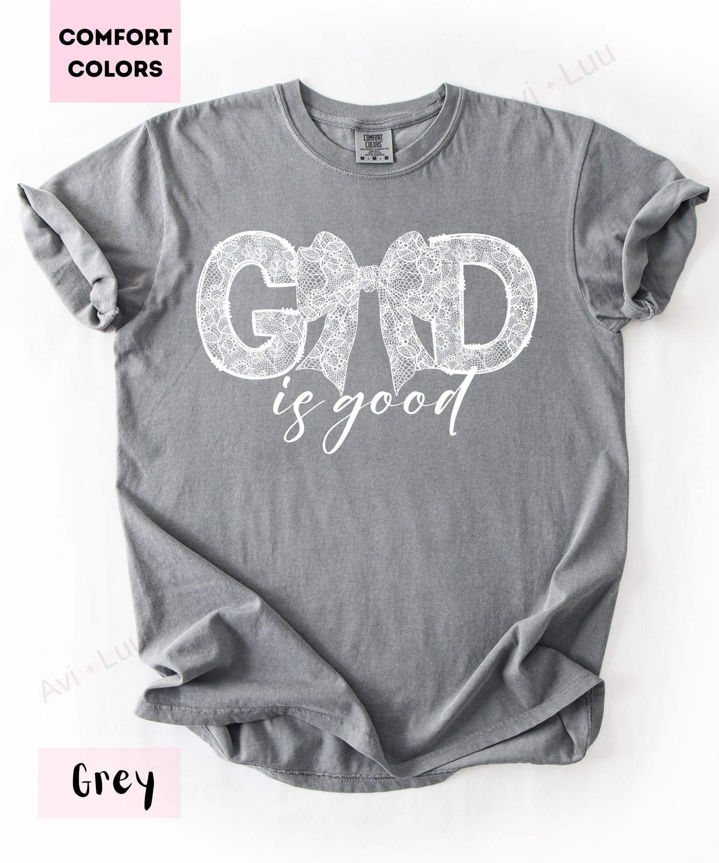 God Is Good Lace Bow | Comfort Colors Unisex T-Shirt