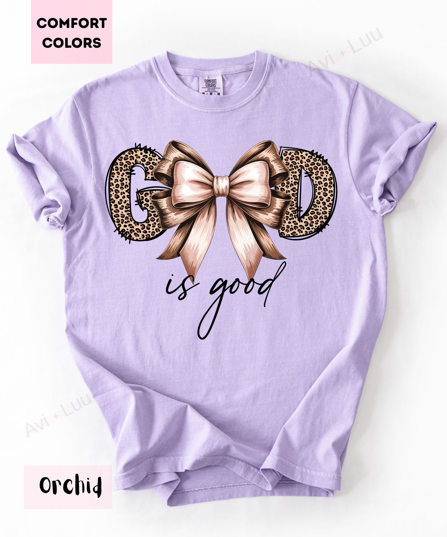 God Is Good Cheetah Bow | Comfort Colors Unisex T-Shirt