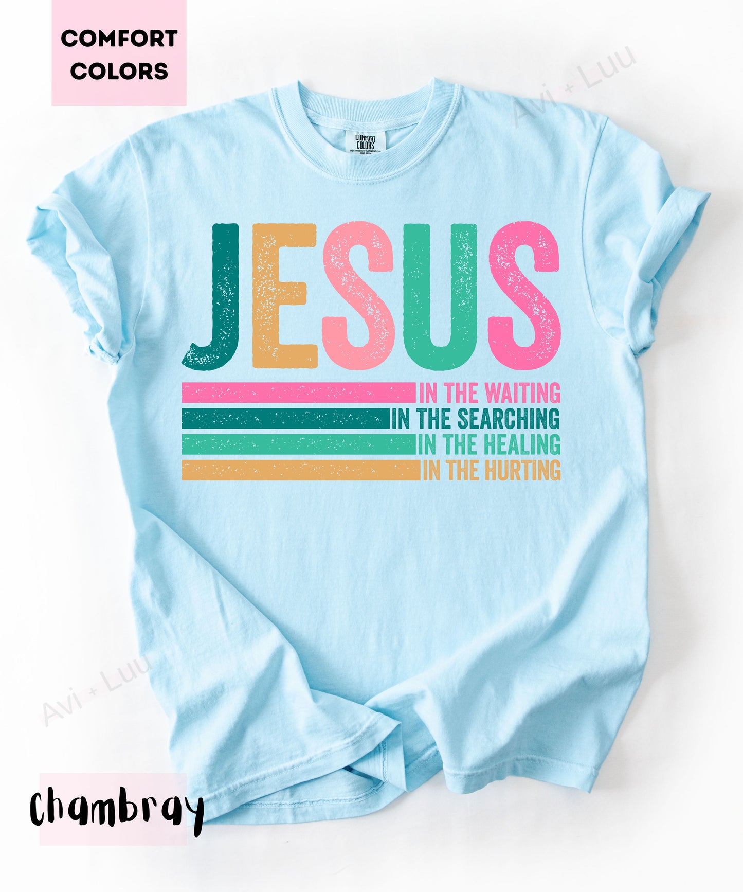 Jesus Colorful Lines | Comfort Colors Uniset T-Shirt