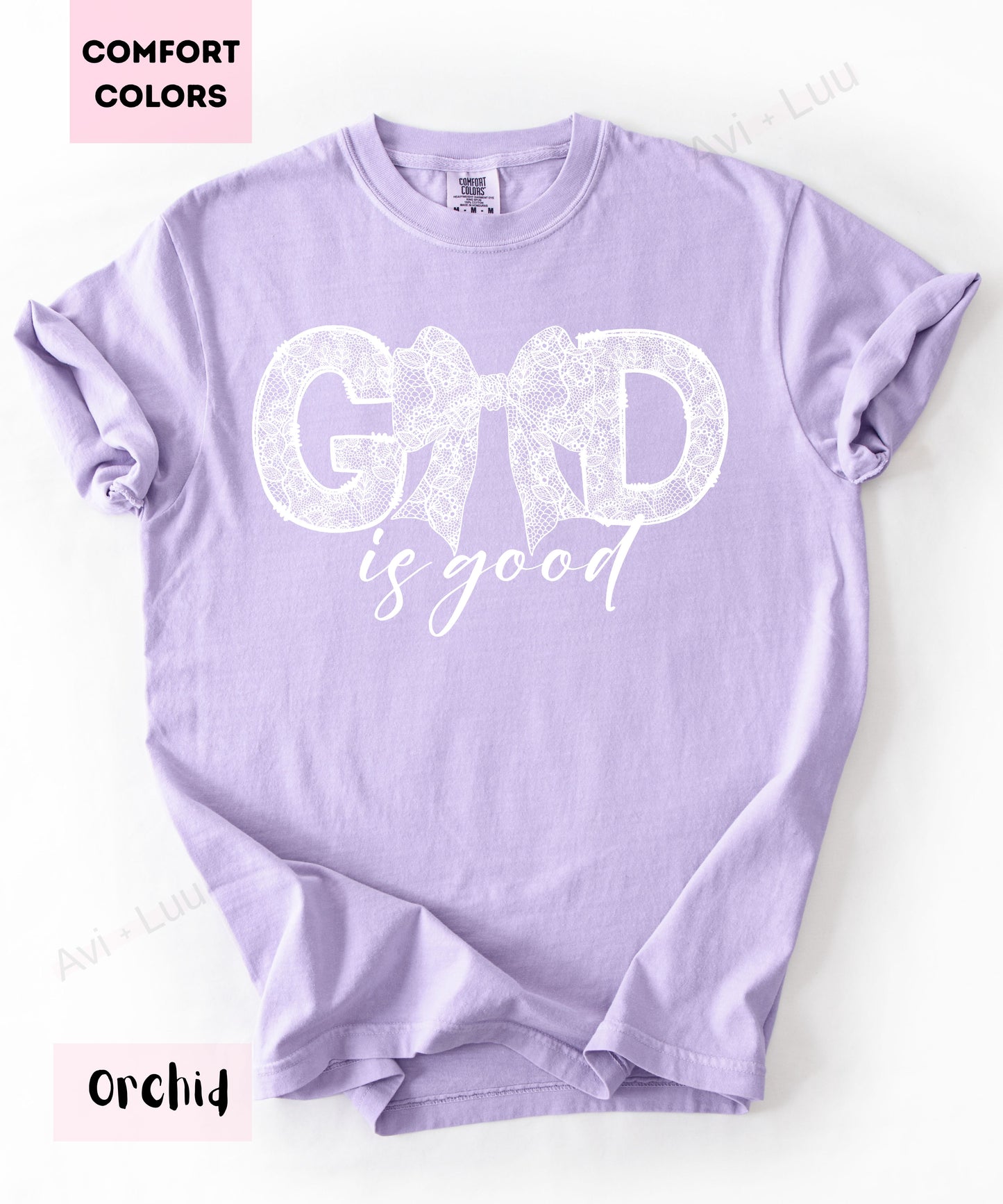 God Is Good Lace Bow | Comfort Colors Unisex T-Shirt