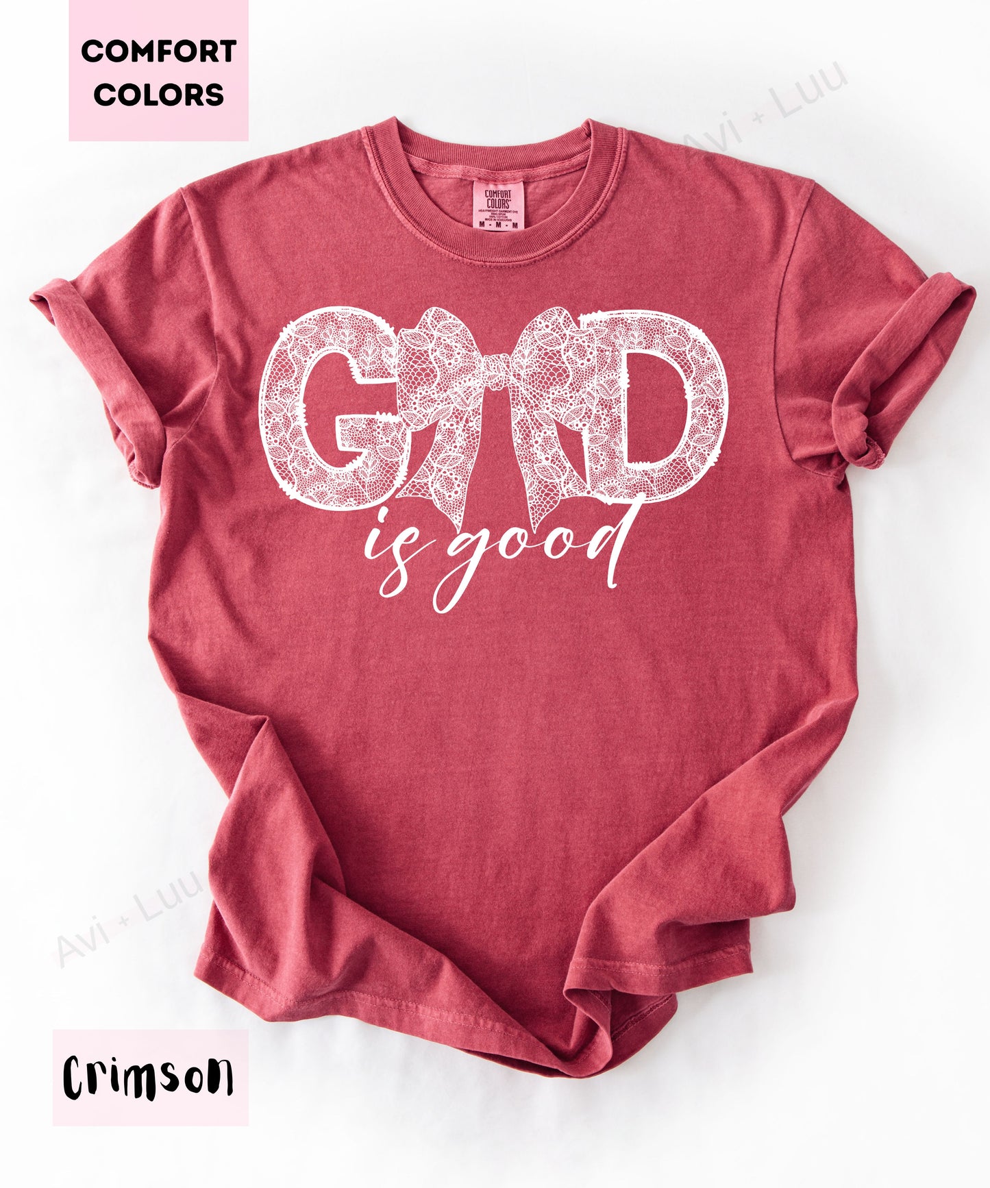 God Is Good Lace Bow | Comfort Colors Unisex T-Shirt