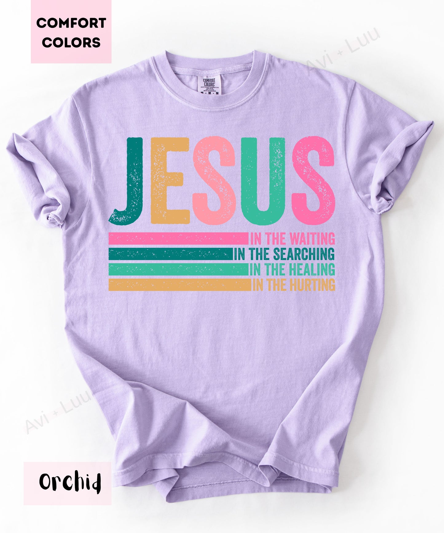 Jesus Colorful Lines | Comfort Colors Uniset T-Shirt