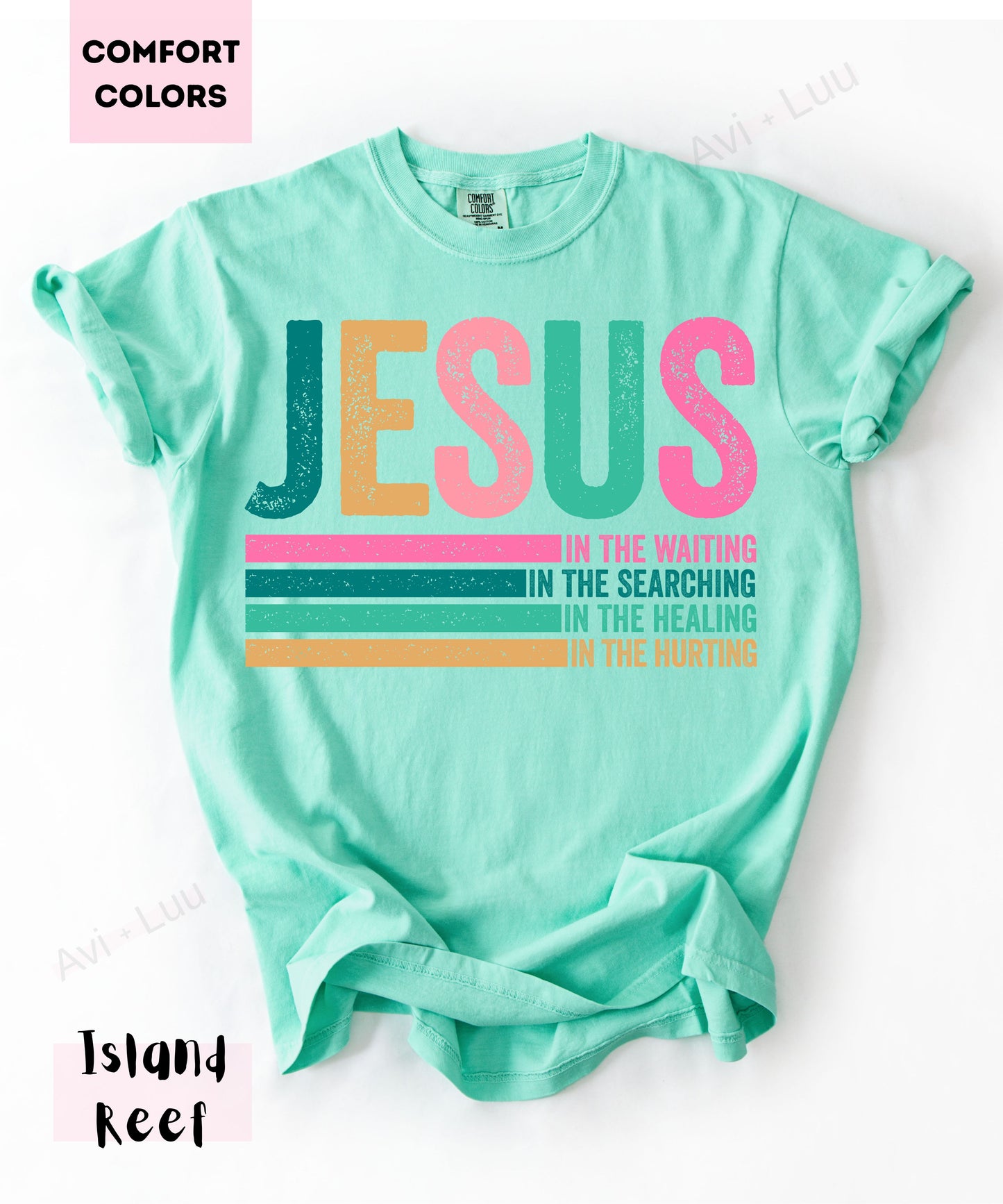 Jesus Colorful Lines | Comfort Colors Uniset T-Shirt