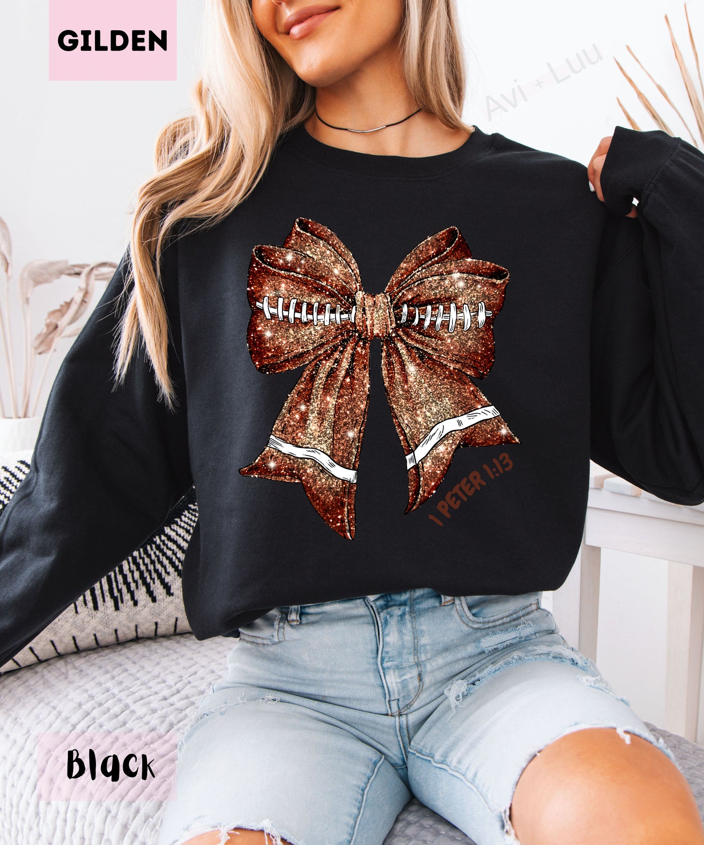 Football Bow | Gilden Unisex Sweatshirt