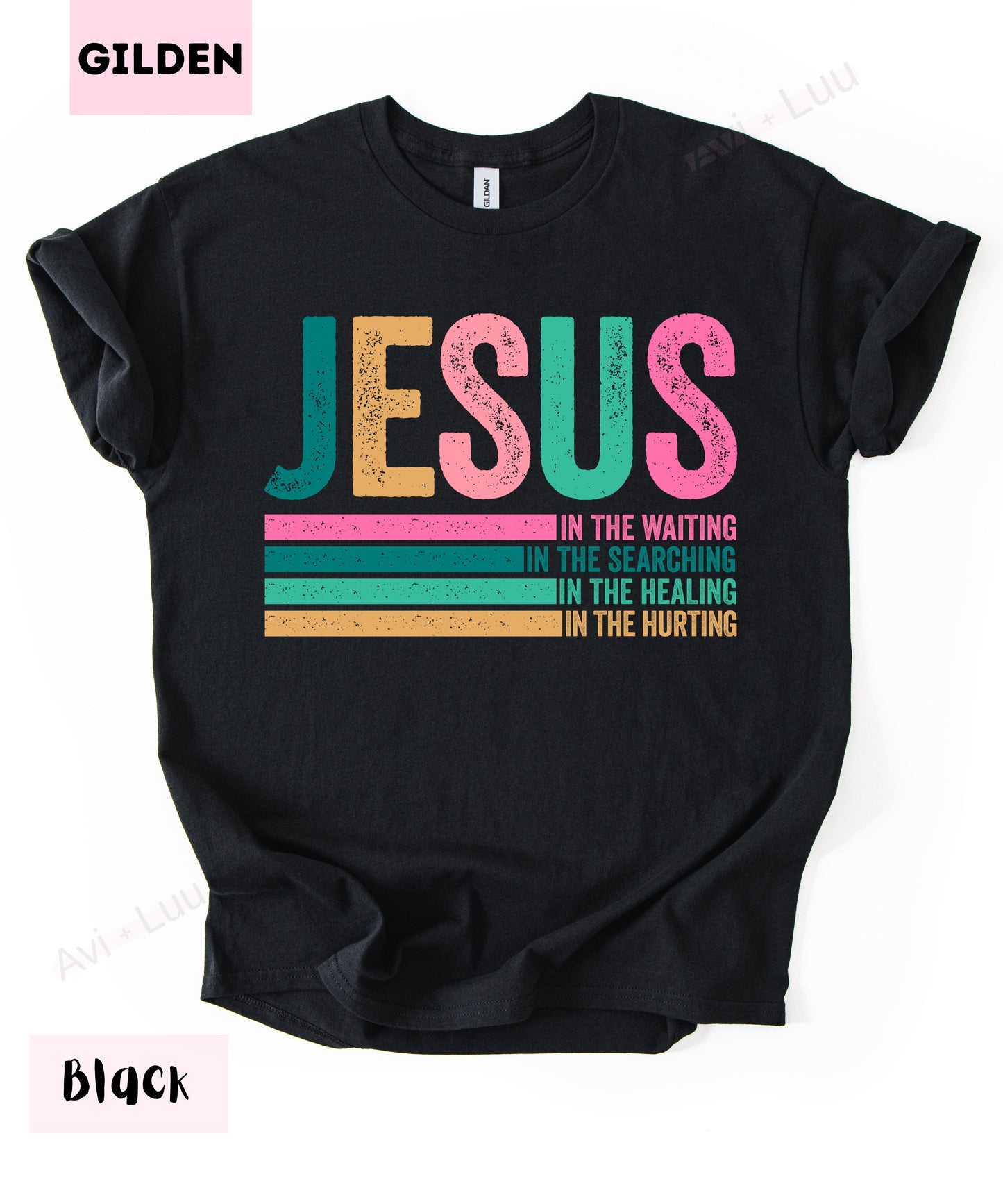 Jesus Colorful Lines | Gilden Unisex T-Shirt