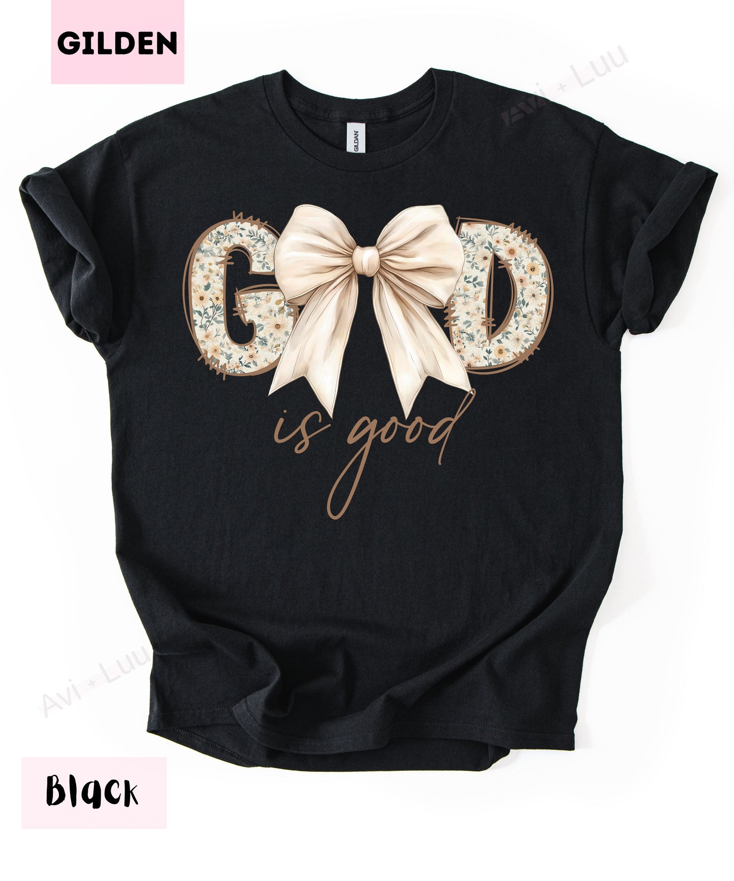 God Is So Good Floral Cream Bow | Gilden Unisex T-Shirt