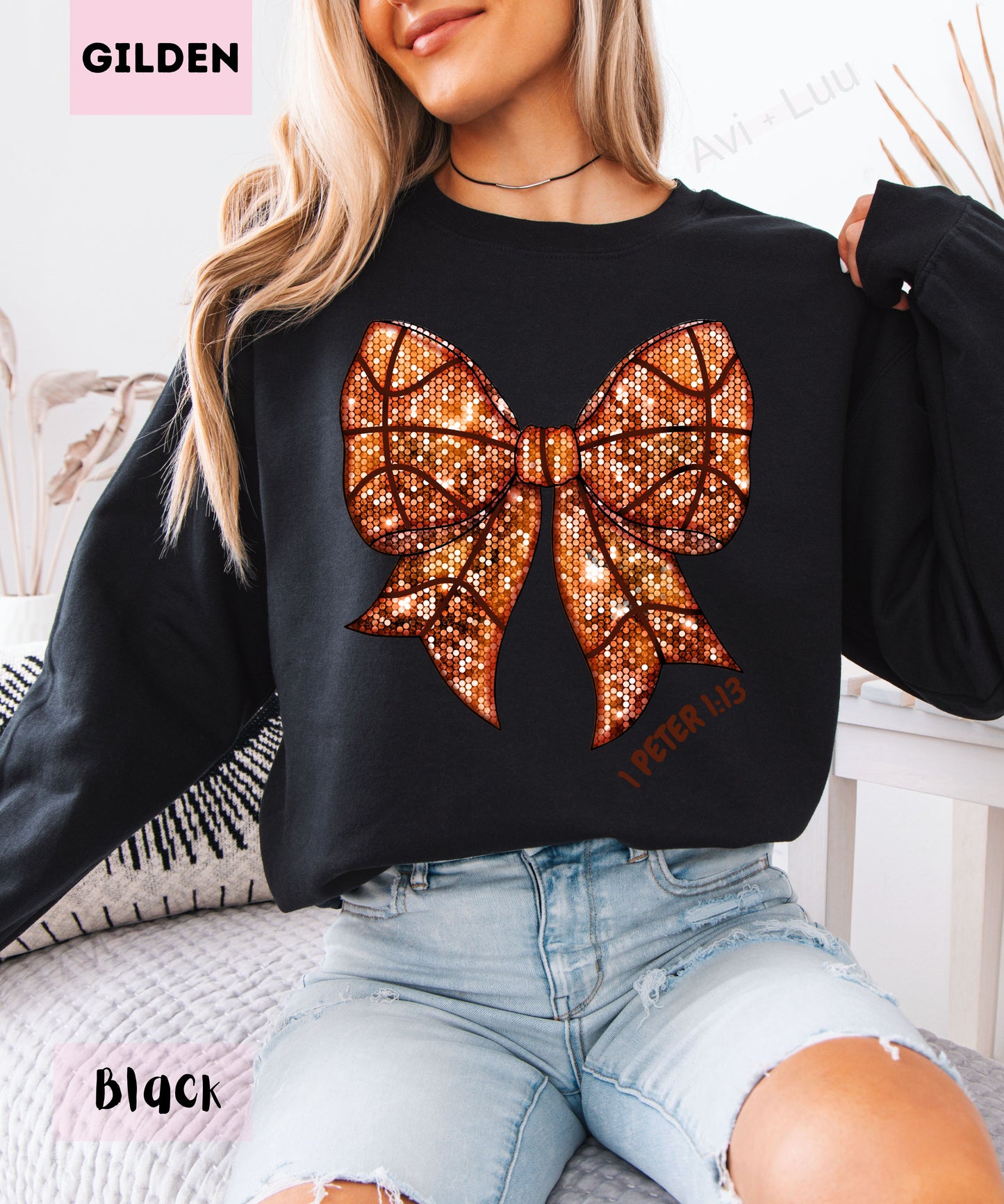 Basketball Bow | Gilden Unisex Sweatshirt