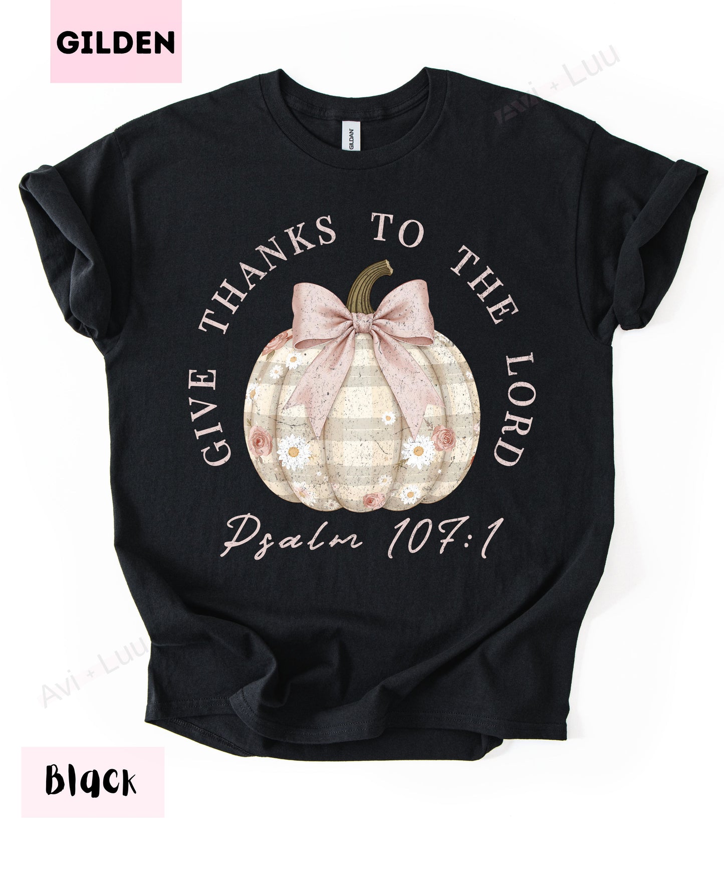 Give Thanks To The Lord Plaid Pumpkin | Gilden Unisex T-Shirt