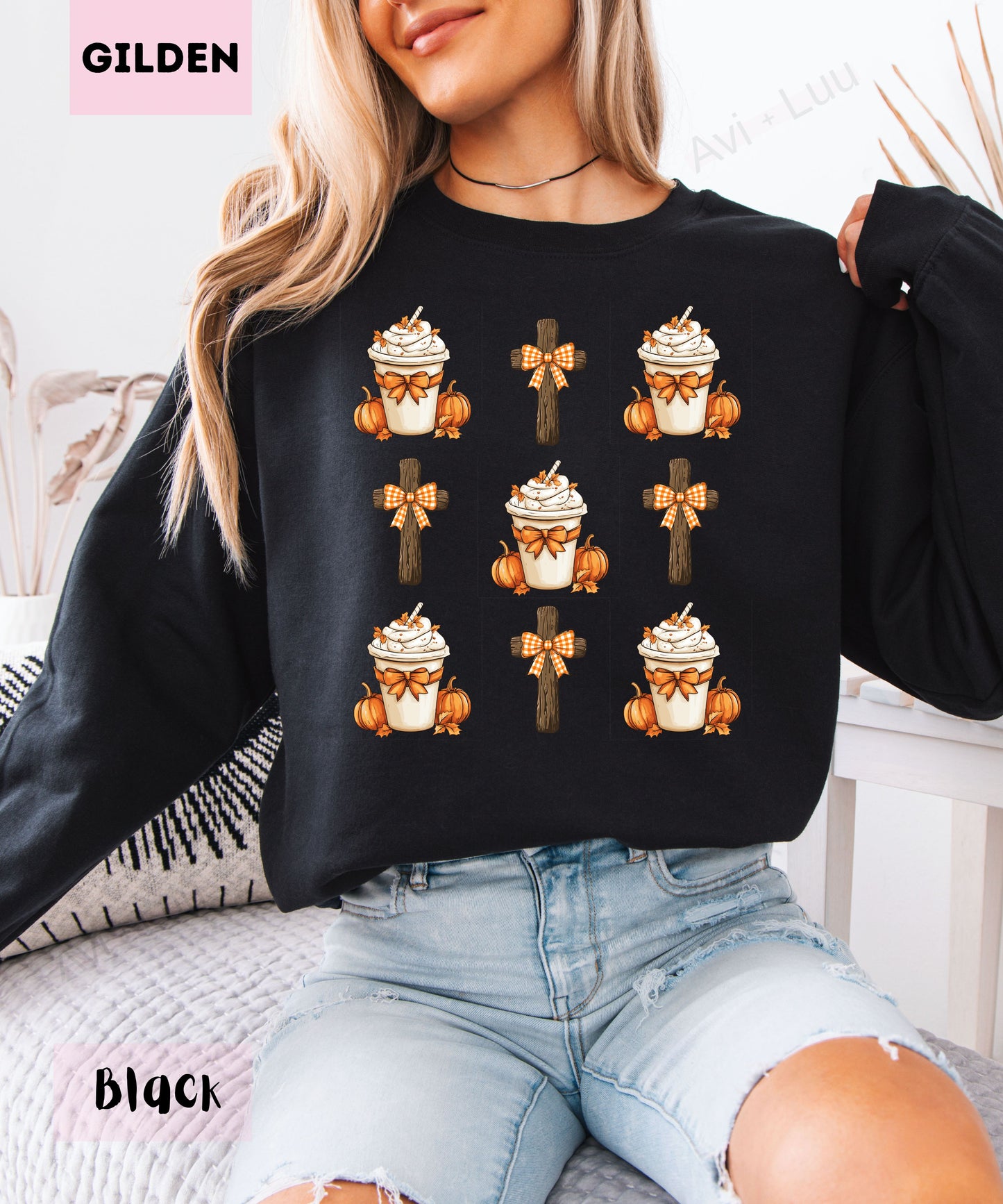 Pumpkin Spice Cross | Gilden Unisex Sweatshirt