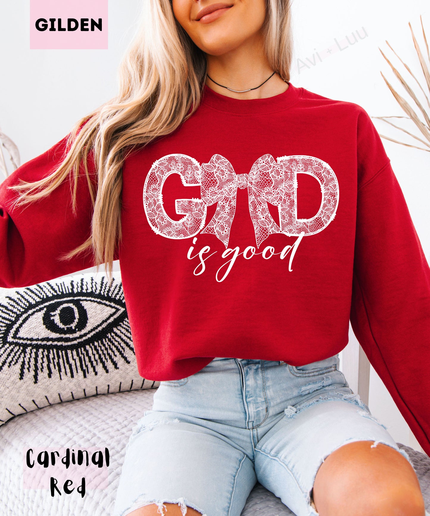 God Is Good Lace Bow | Gilden Unisex Sweatshirt