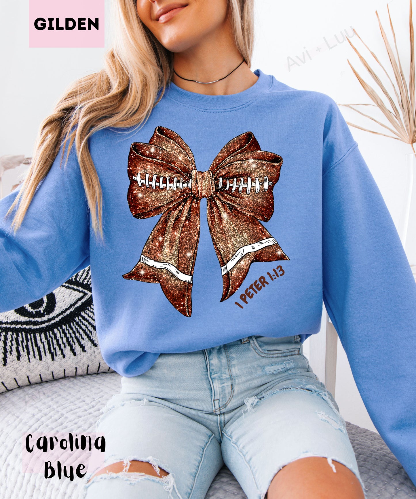 Football Bow | Gilden Unisex Sweatshirt