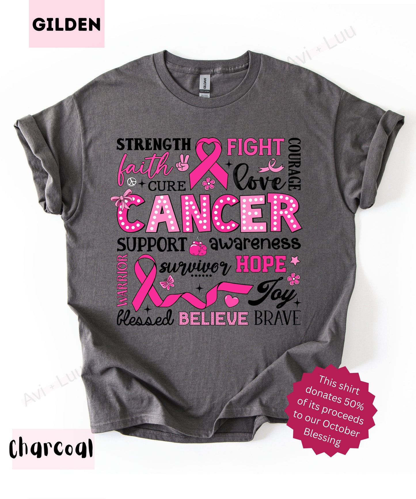 Collage Pink Ribbon | Gilden Unisex T-Shirt