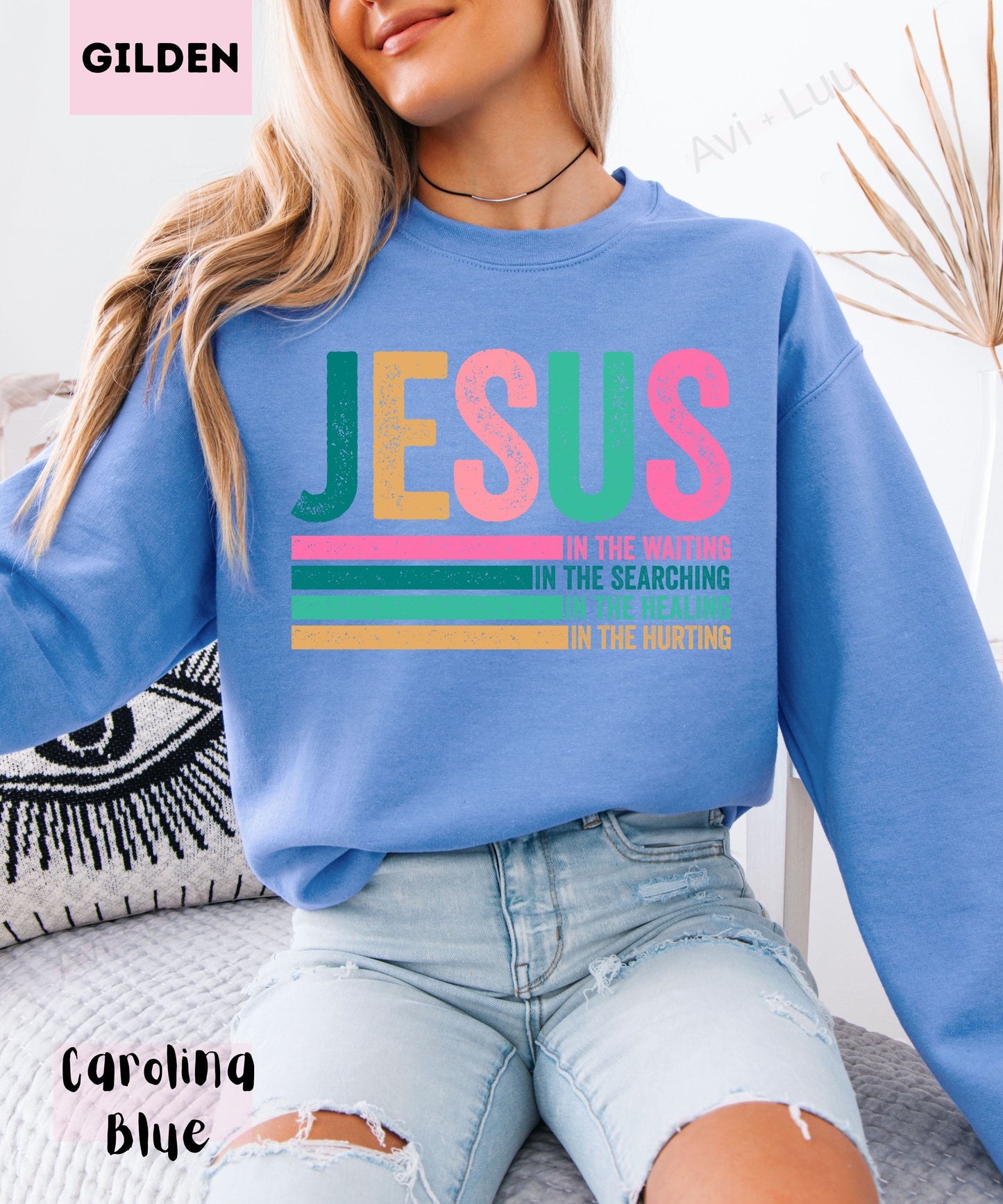 Jesus Colorful Lines | Gilden Unisex Sweatshirt