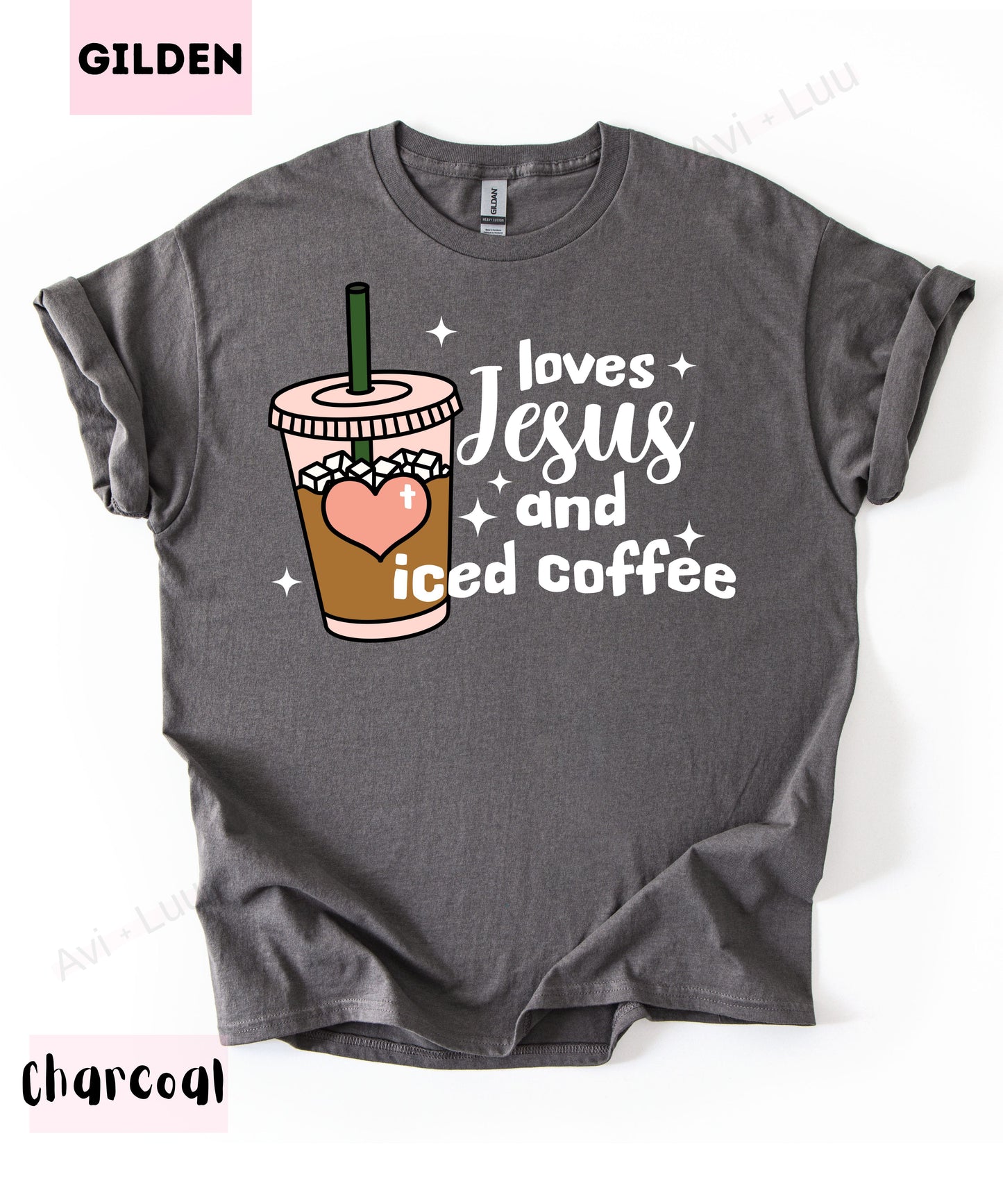 Loves Jesus And Iced Coffee | Gilden Unisex T-Shirt