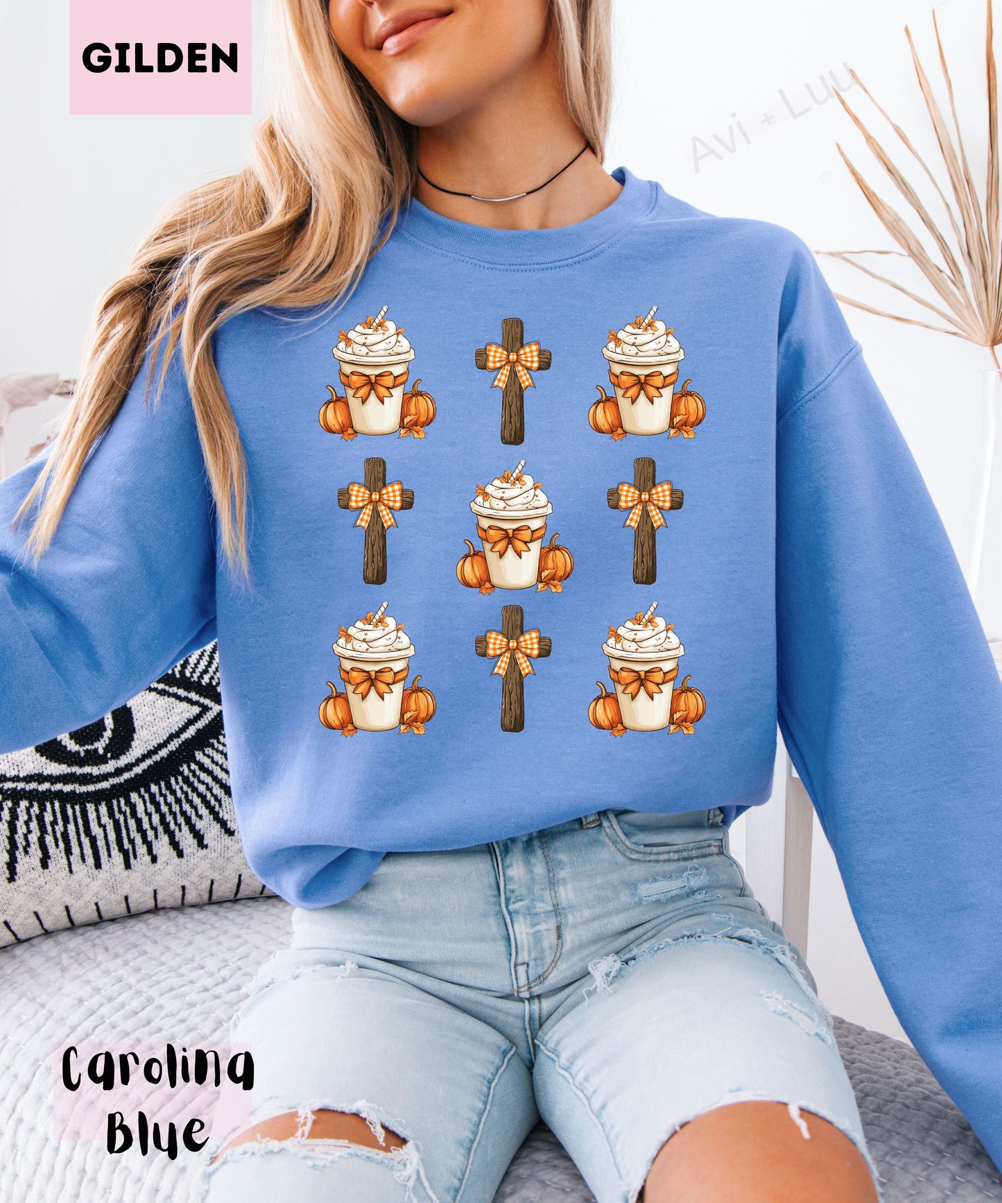 Pumpkin Spice Cross | Gilden Unisex Sweatshirt