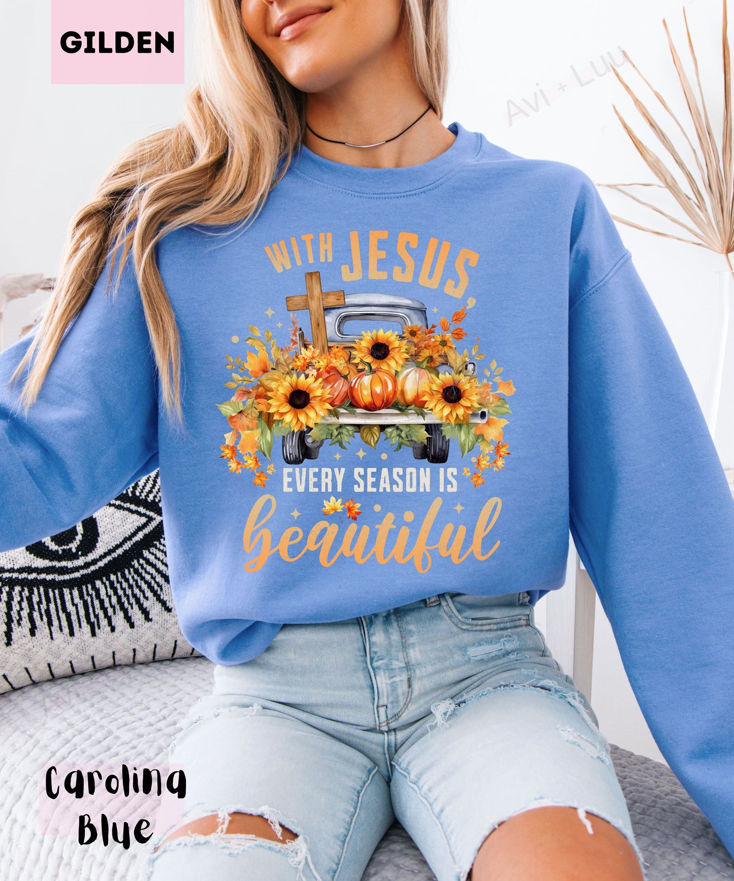 With Jesus Everything is Beauitful Truck | Gilden Unisex Sweatshirt