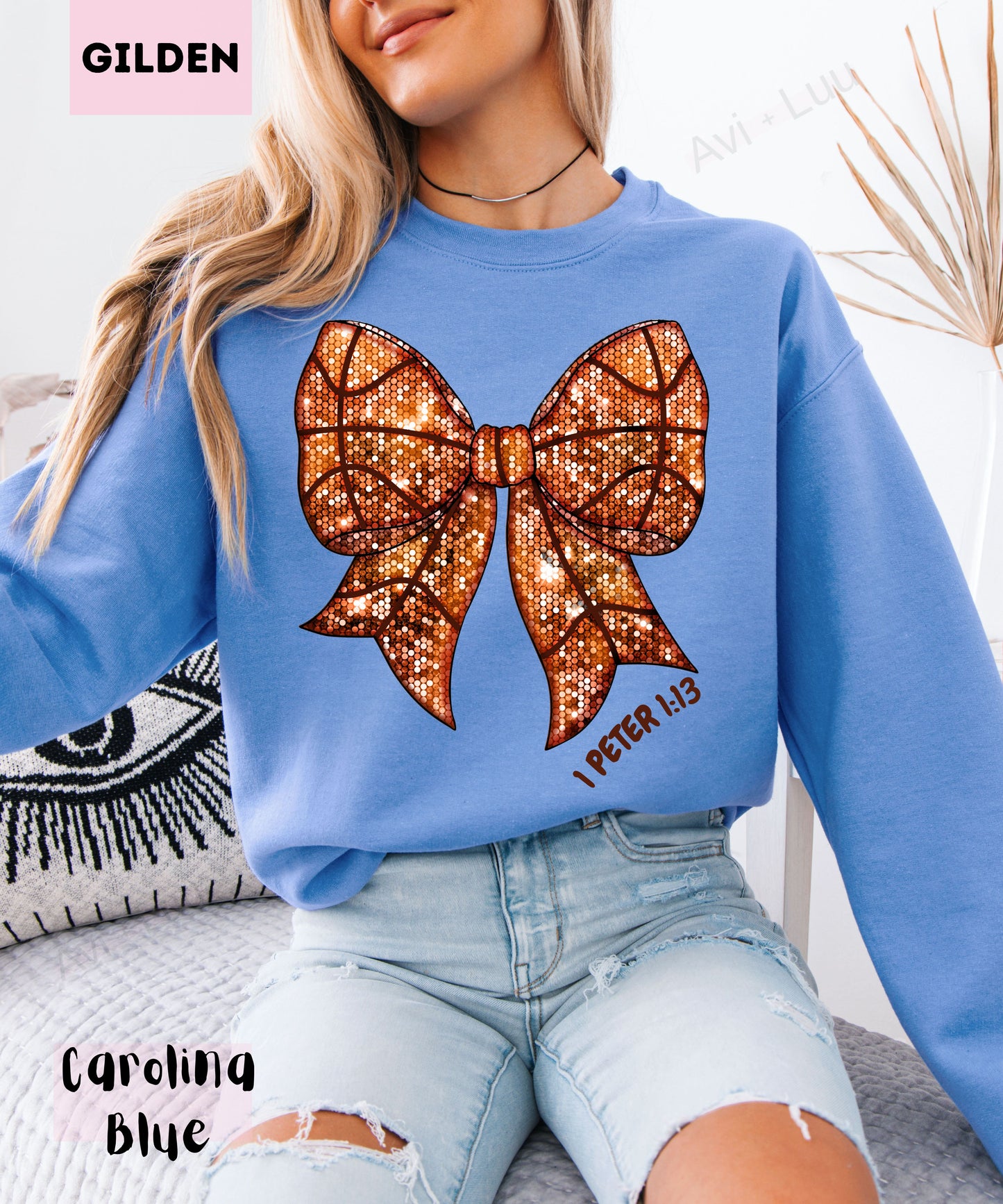 Basketball Bow | Gilden Unisex Sweatshirt