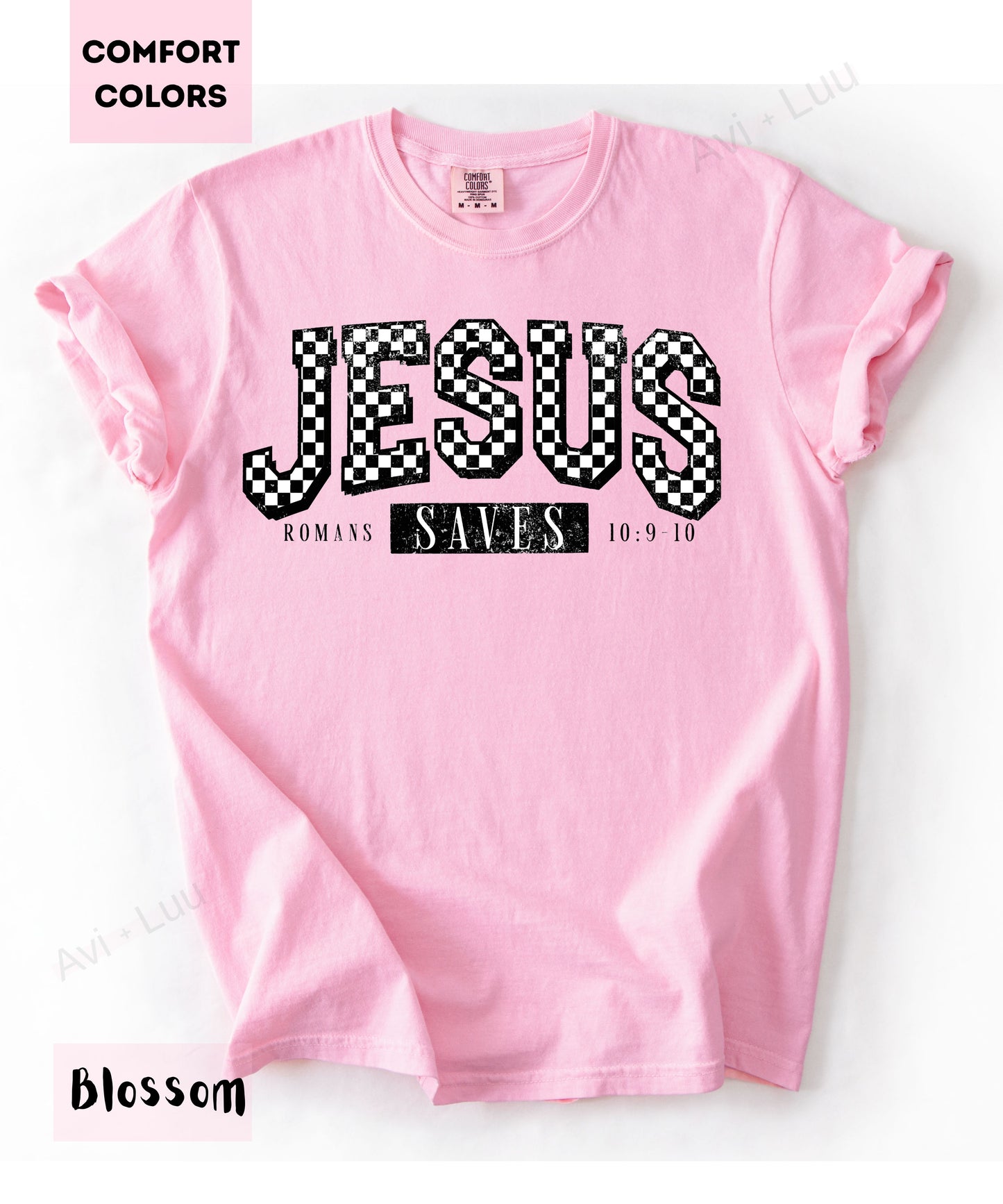 Jesus Checkered Saves | Comfort Colors Unisex T-Shirt
