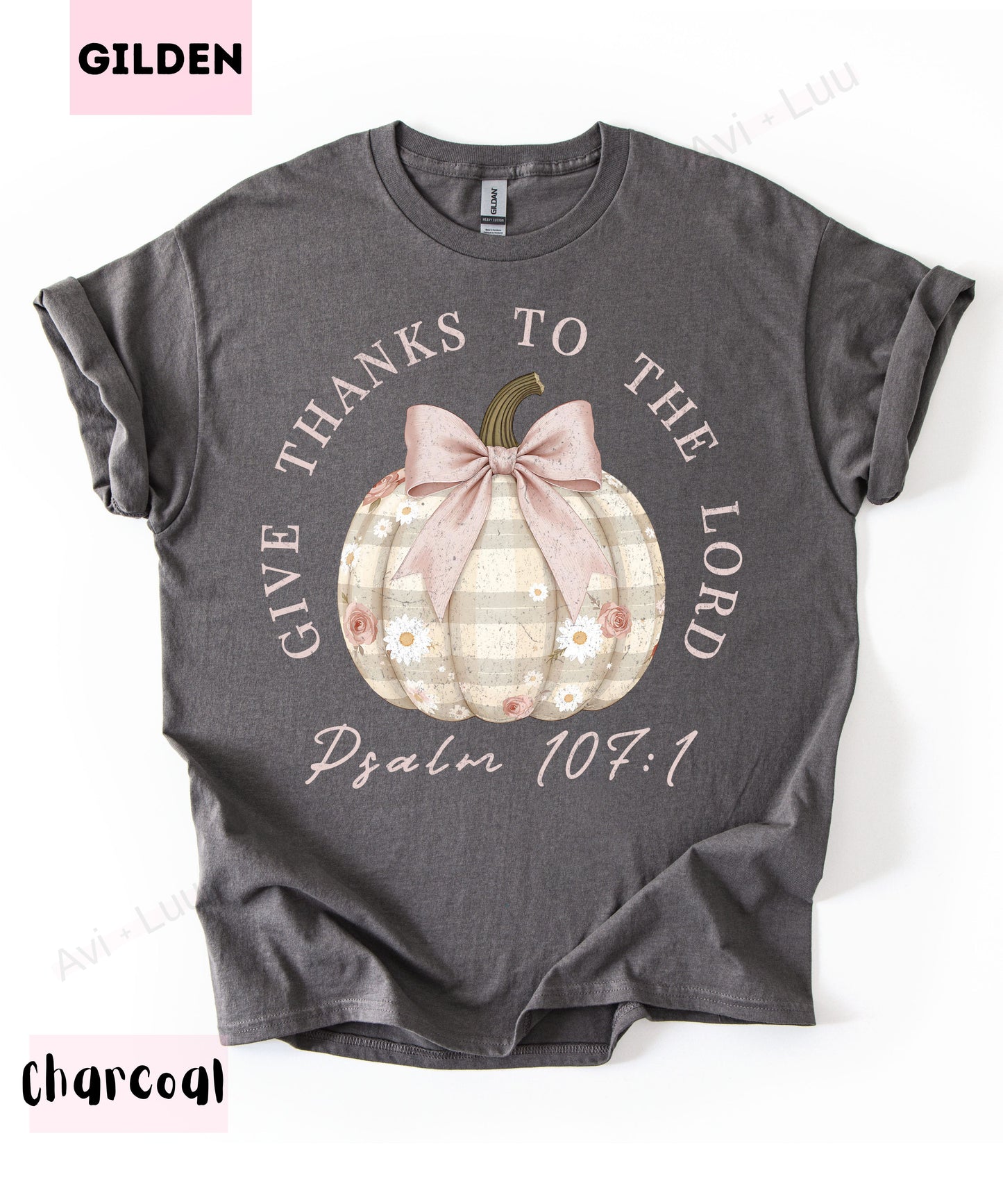 Give Thanks To The Lord Plaid Pumpkin | Gilden Unisex T-Shirt