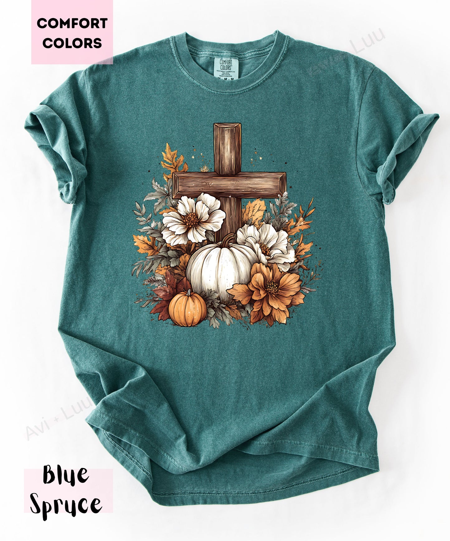 Wooden Cross Pumpkin Flower | Comfort Colors Unisex T-Shirt