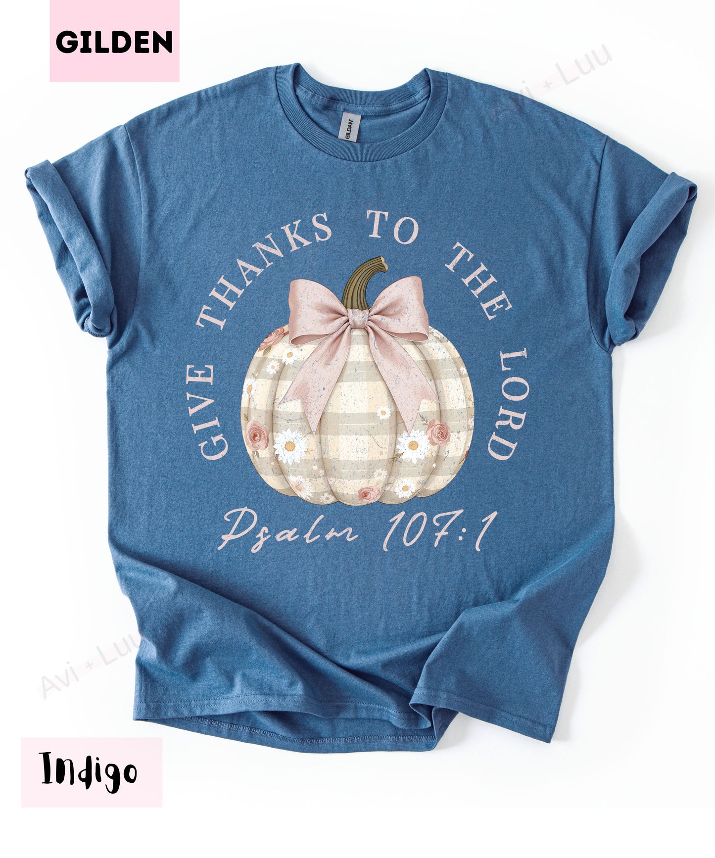 Give Thanks To The Lord Plaid Pumpkin | Gilden Unisex T-Shirt