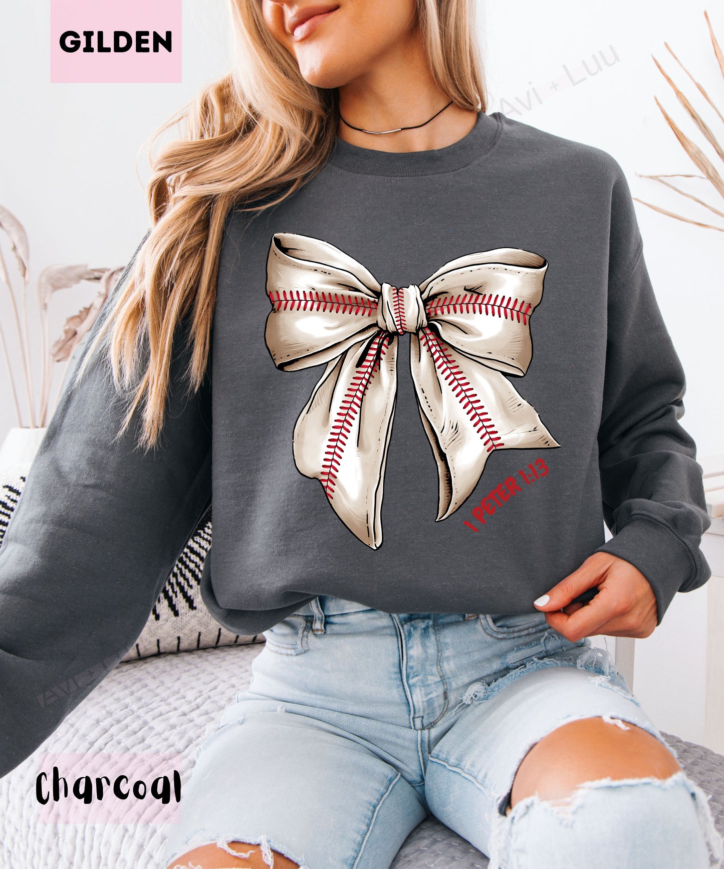 Baseball Bow | Gilden Unisex Sweatshirt