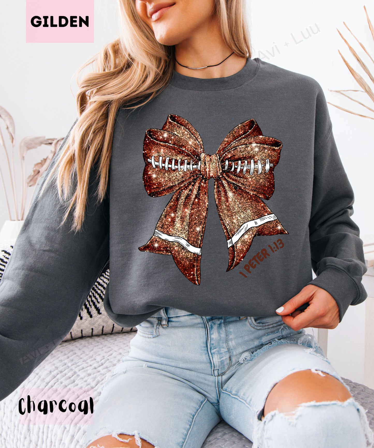Football Bow | Gilden Unisex Sweatshirt