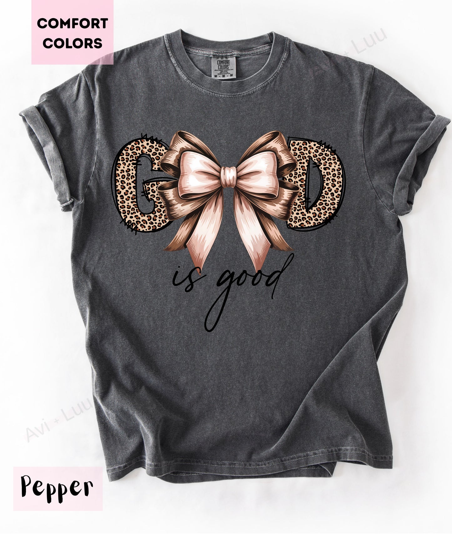 God Is Good Cheetah Bow | Comfort Colors Unisex T-Shirt
