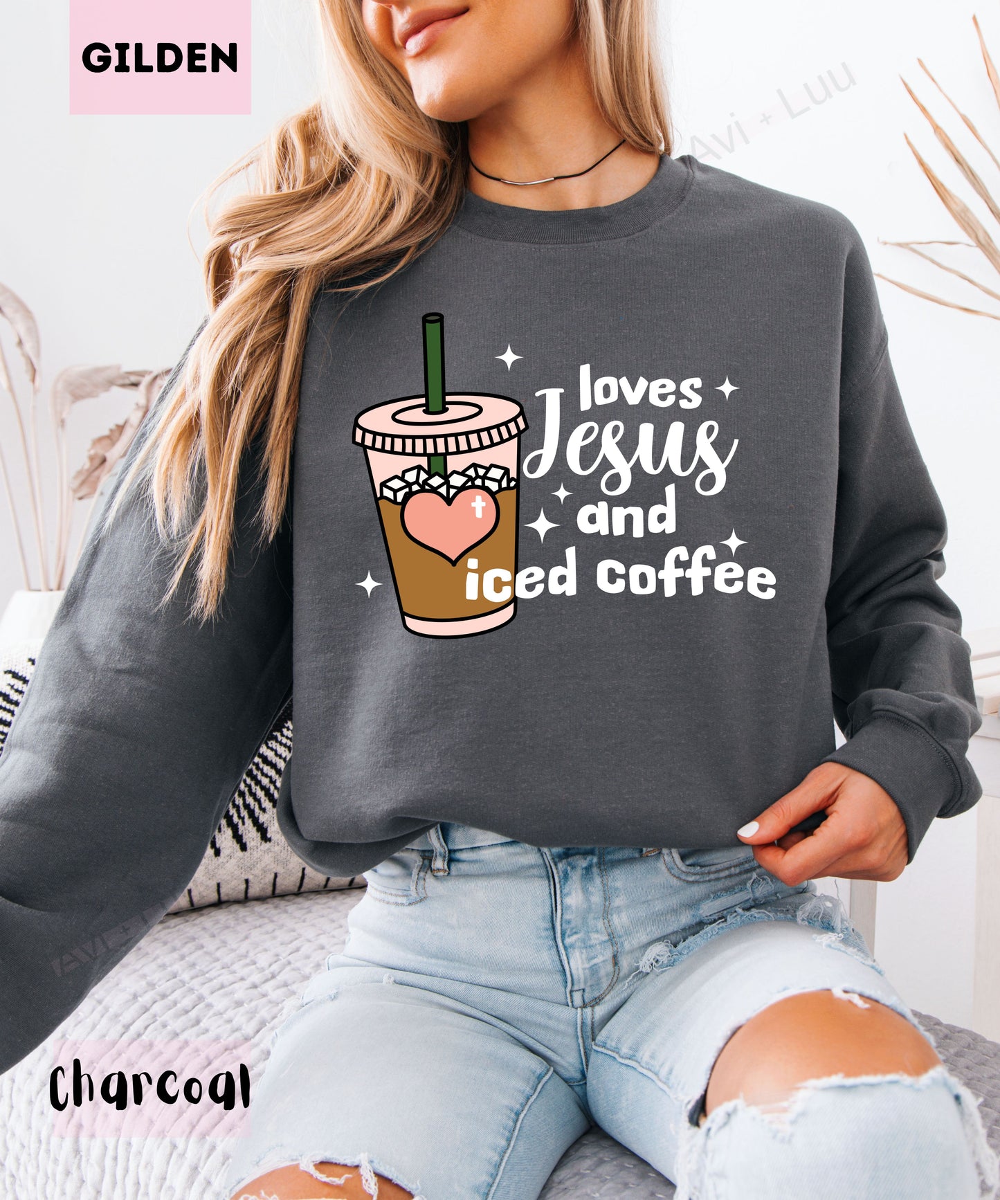 Love Jesus And Iced Coffee | Gilden Unisex Sweatshirt