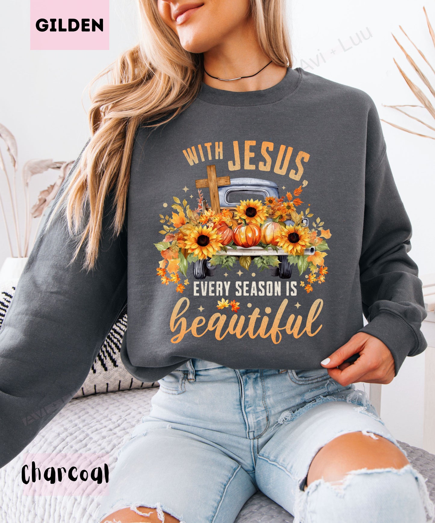 With Jesus Everything is Beauitful Truck | Gilden Unisex Sweatshirt