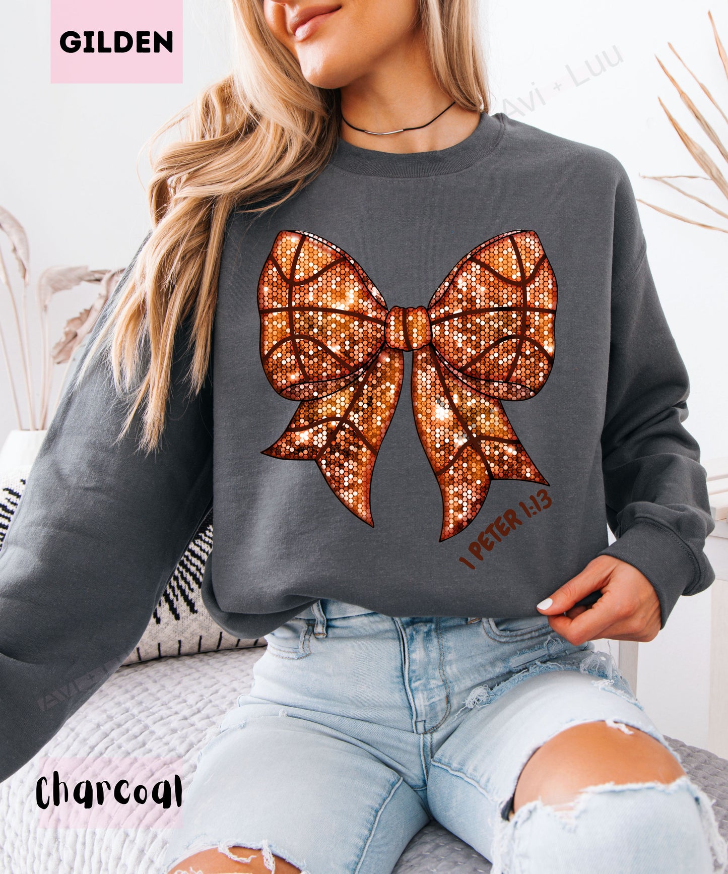 Basketball Bow | Gilden Unisex Sweatshirt