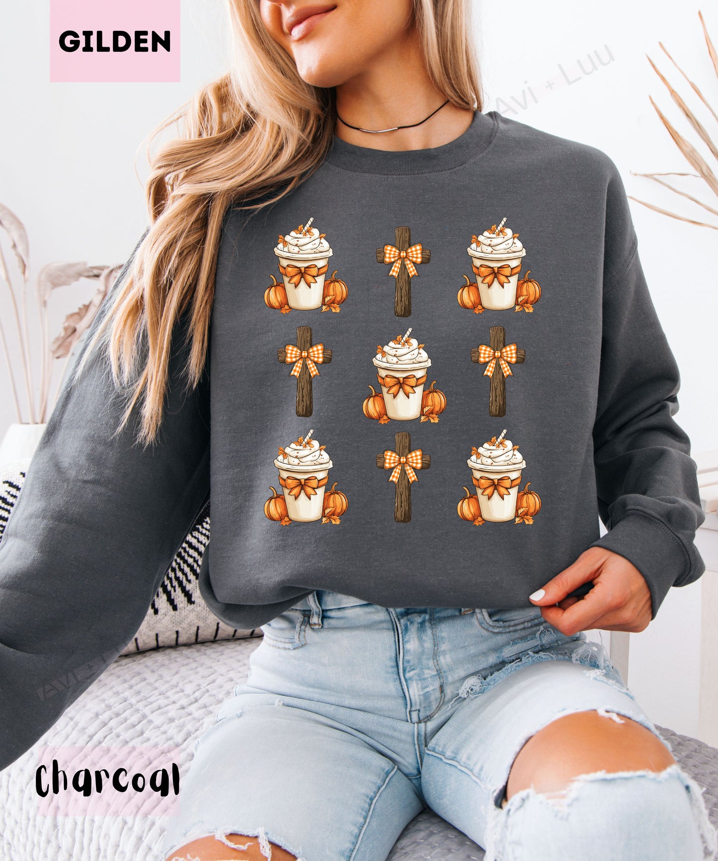 Pumpkin Spice Cross | Gilden Unisex Sweatshirt