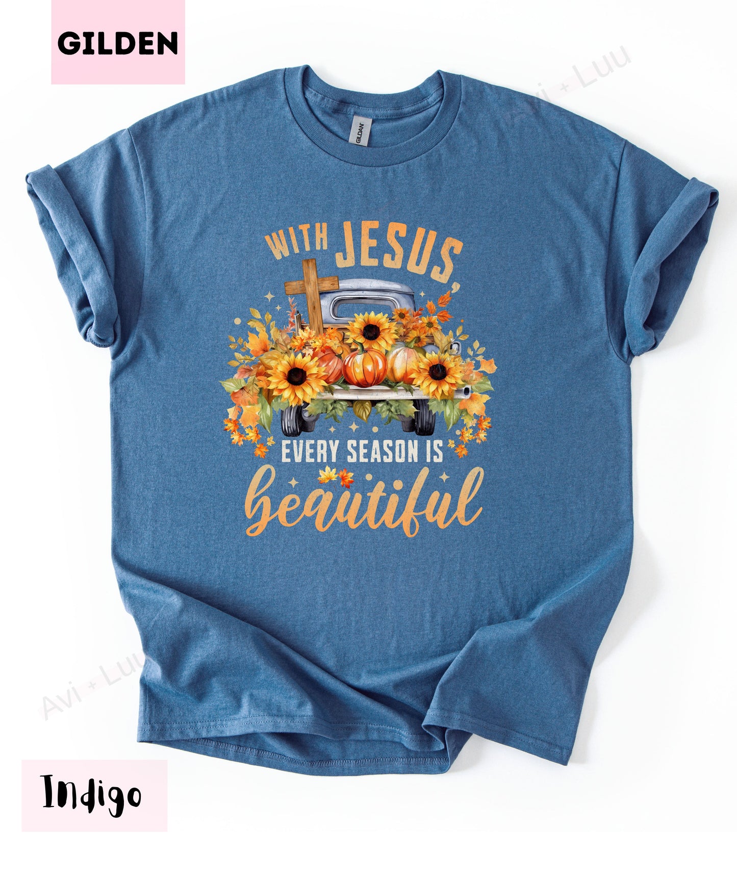 With Jesus Sunflower Truck | Gilden Unisex T-Shirt