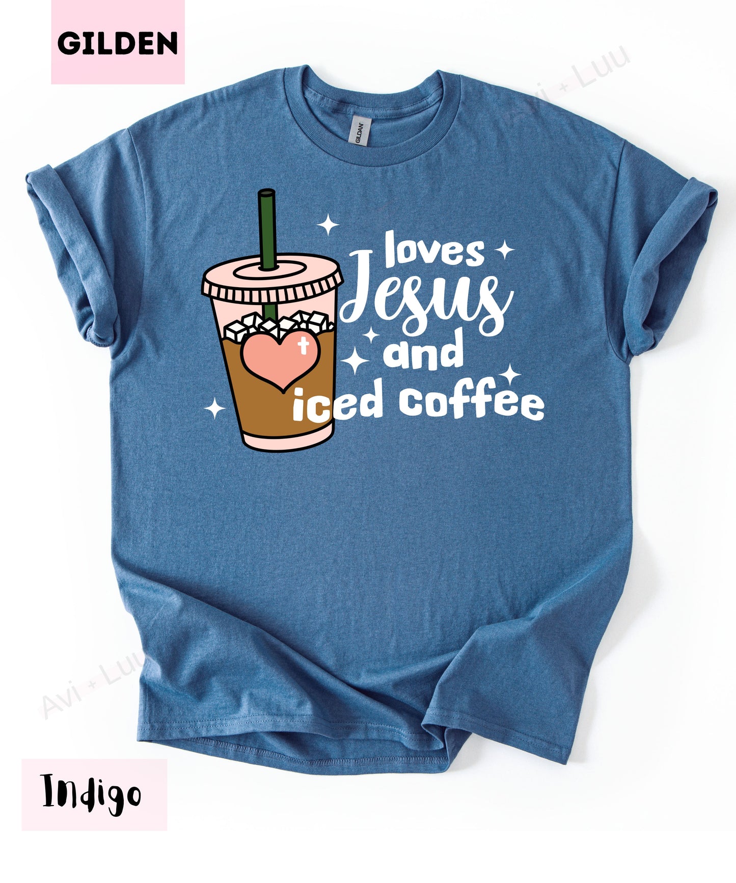 Loves Jesus And Iced Coffee | Gilden Unisex T-Shirt