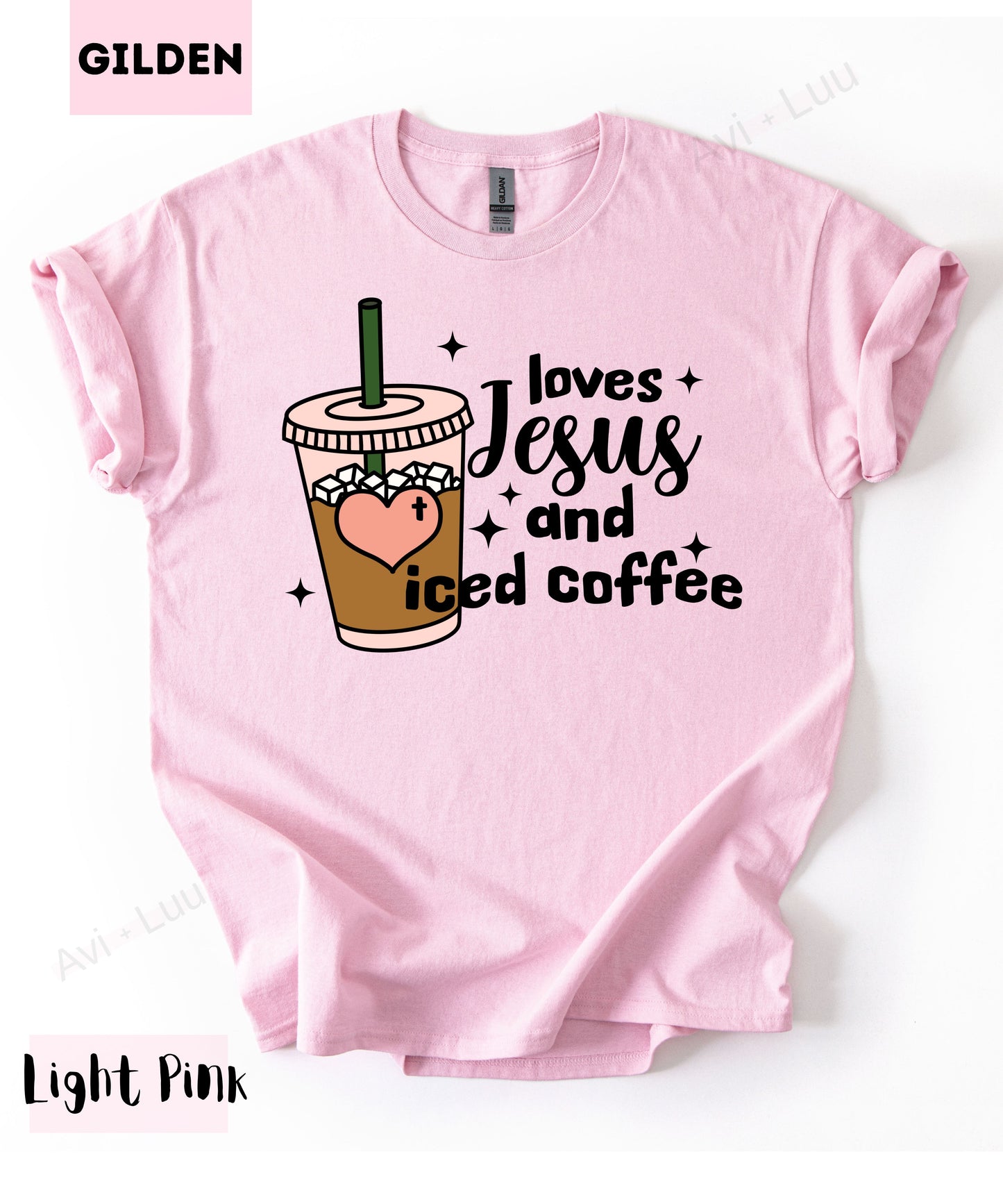 Loves Jesus And Iced Coffee | Gilden Unisex T-Shirt