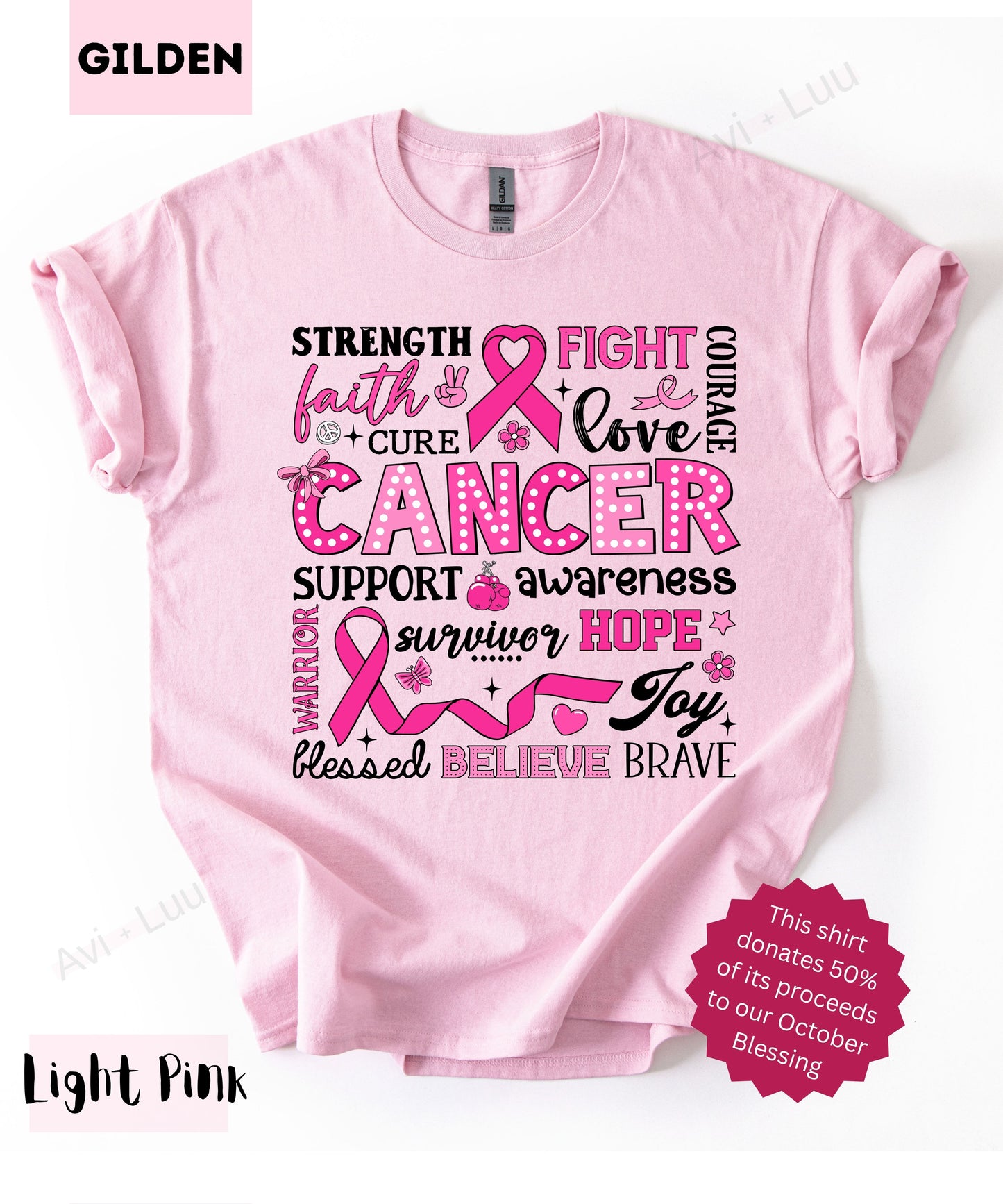 Collage Pink Ribbon | Gilden Unisex T-Shirt