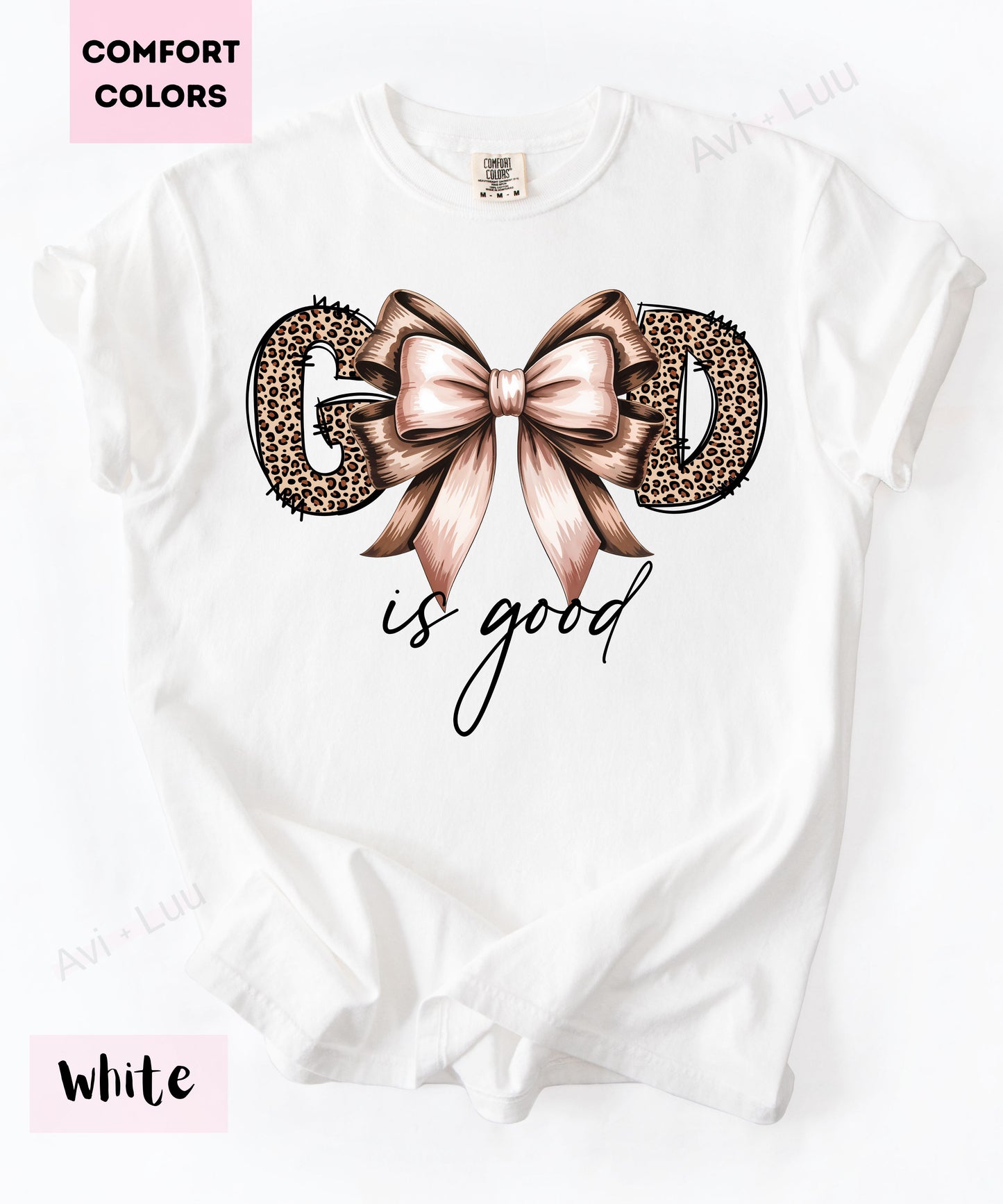 God Is Good Cheetah Bow | Comfort Colors Unisex T-Shirt